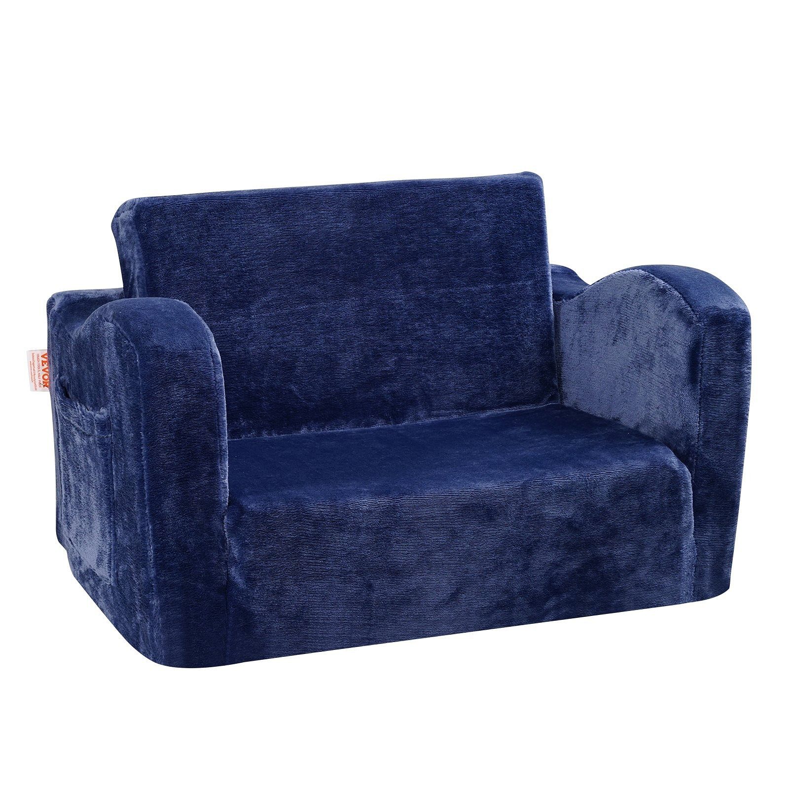 Vevor kids couch, 2-in-1 toddler chairs comfy, toddler couch sofa bed fold out, convertible sofa to lounger, kids chair seat playroom furniture for kids girls & boys, blue