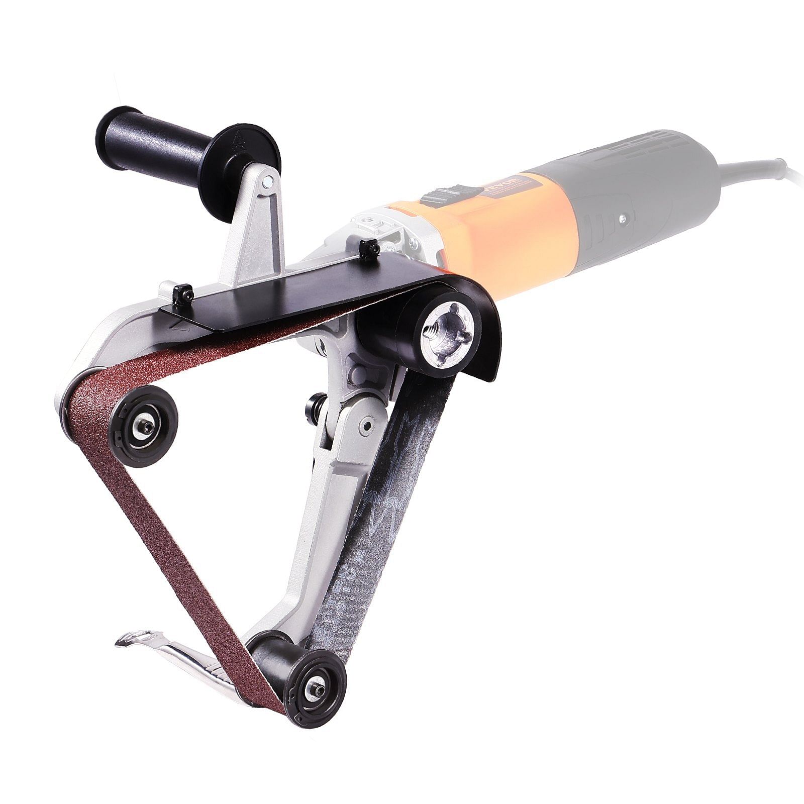Vevor belt sander adapter for angle grinder, pipe or tube sanding attachment with 5/8-11" imperial thread and 10pcs sanding belts, belt sander attachment pipe polishing adapter for rust removal