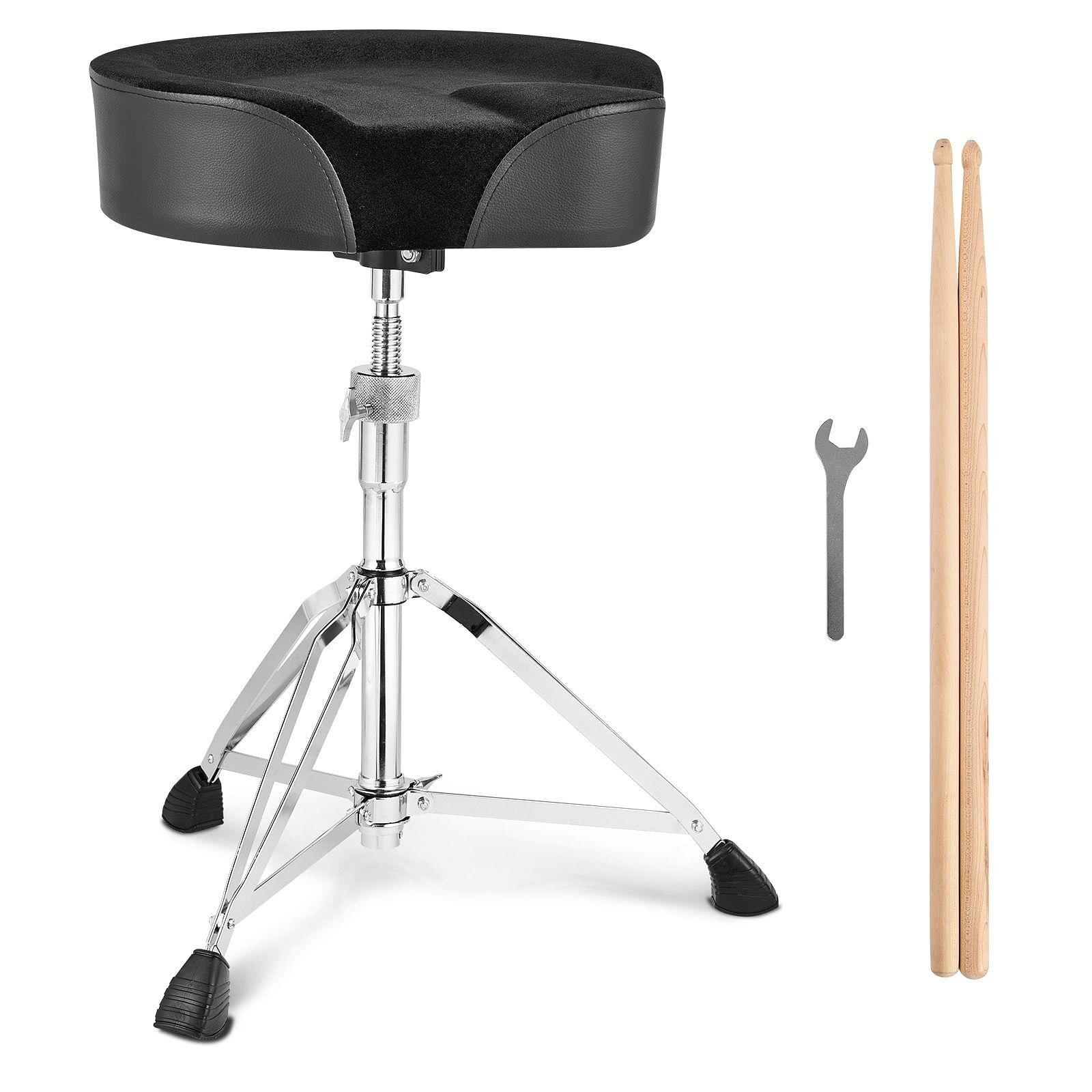Vevor saddle drum throne, 22-27.8 in / 560-705 mm height adjustable, padded drum stool seat with anti-slip feet 5a drumsticks 500 lbs / 227 kg max weight capacity, 360?&deg; swivel drum chair for drummers