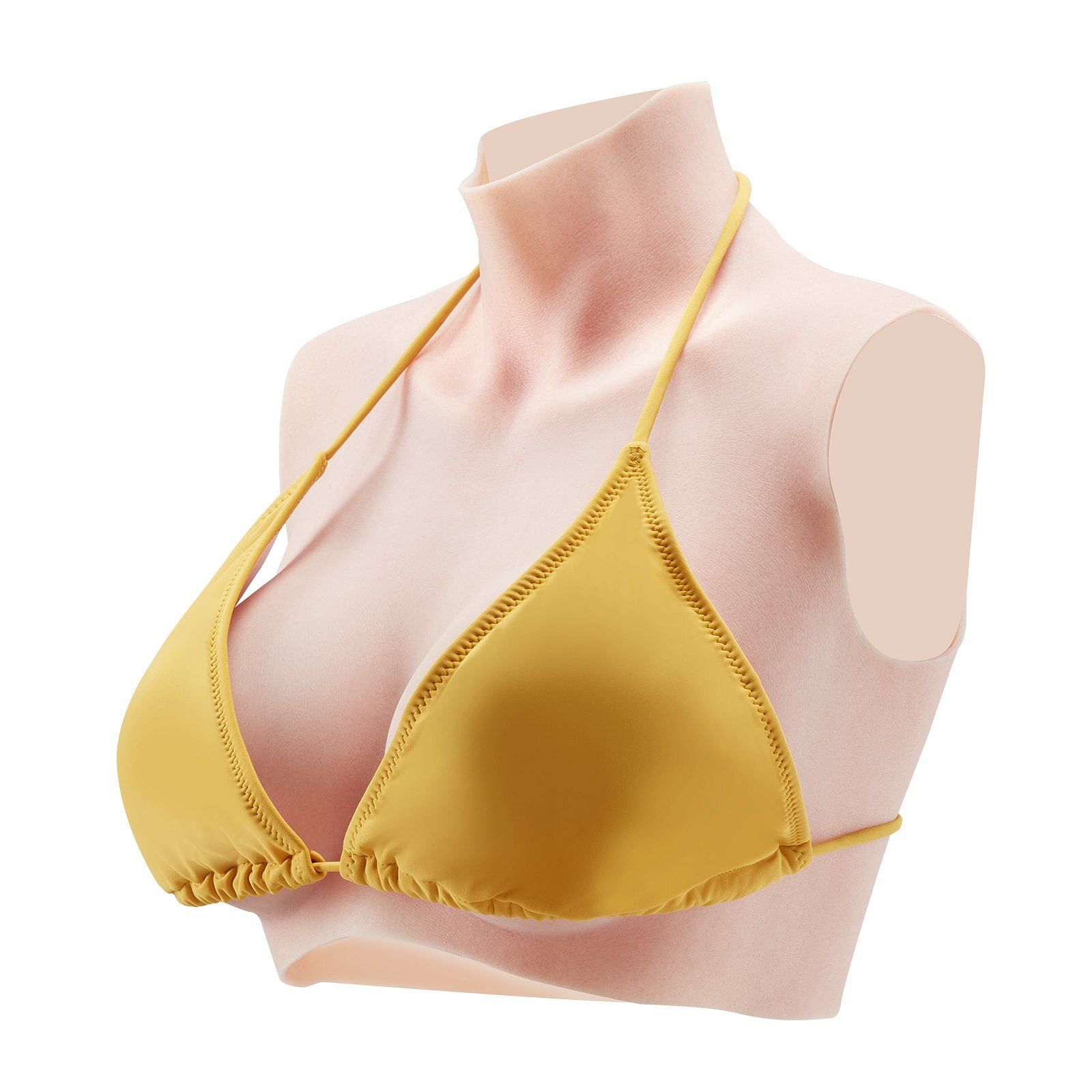 Silicone breastplate d-cup high neckline fake breasts for cosplay drag queen