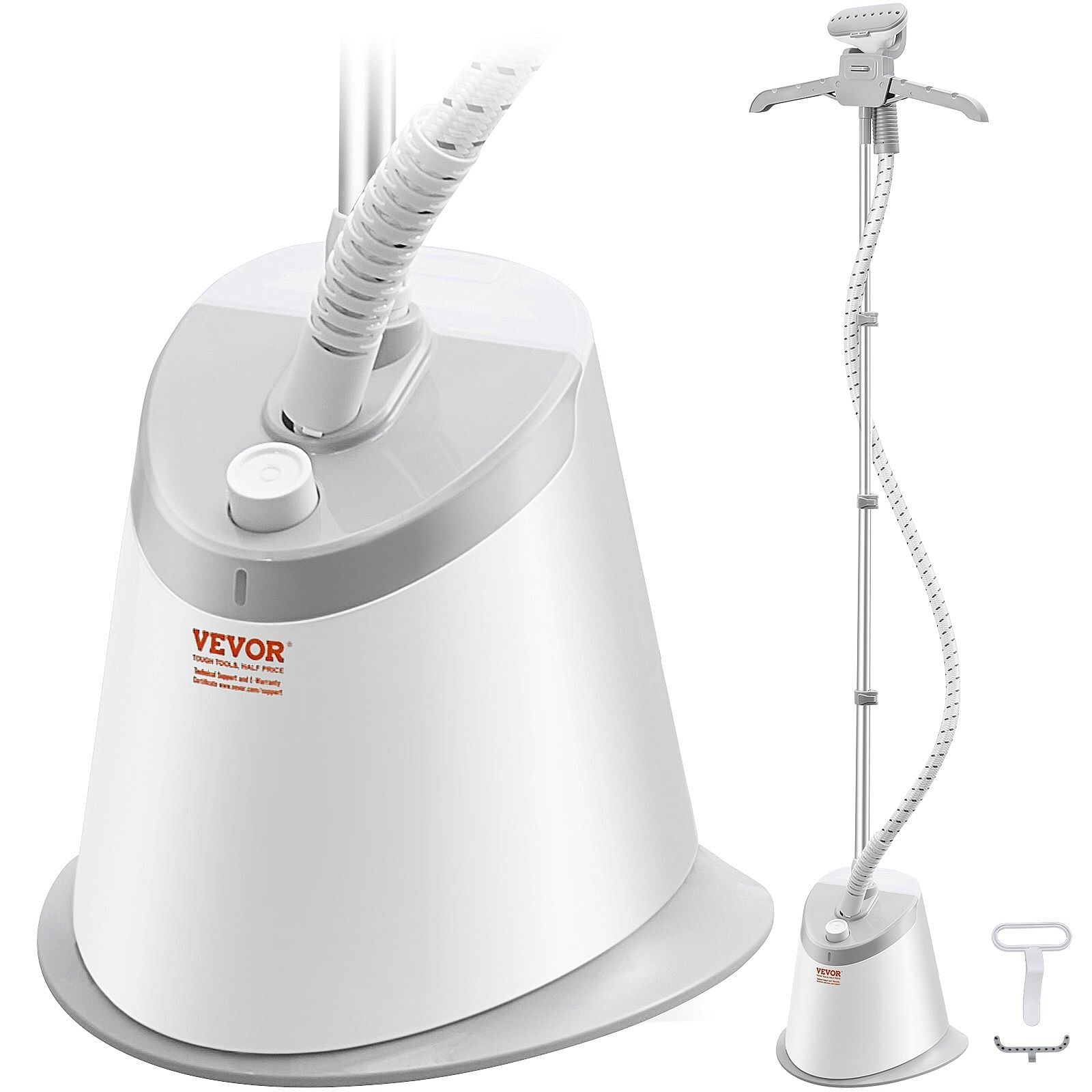 Vevor standing steamer with foldable garment hanger, 0.5gallon water tank for 90 minutes continuous steaming, heats in 45 seconds & auto-stop with fabric brush aluminum rod and easy-roll wheels