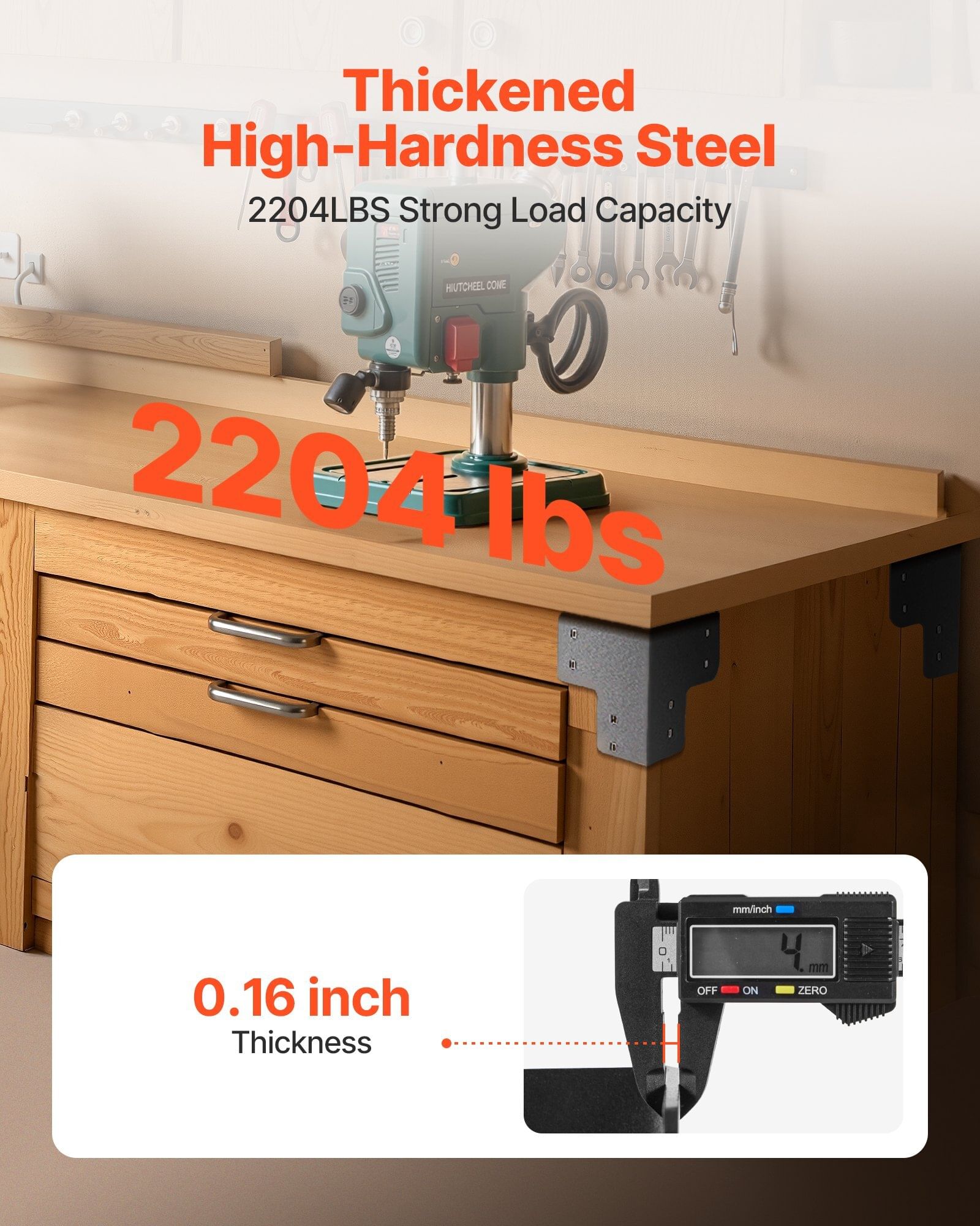 Workbench corner bracket kit, 6.50 x 6.50 x 6.50 inch / 165 x 165 x 165 mm, 2204lbs/1000kg load capacity, heavy duty sturdy steel angle brackets with screws, for desk shop table platform, 8 pcs