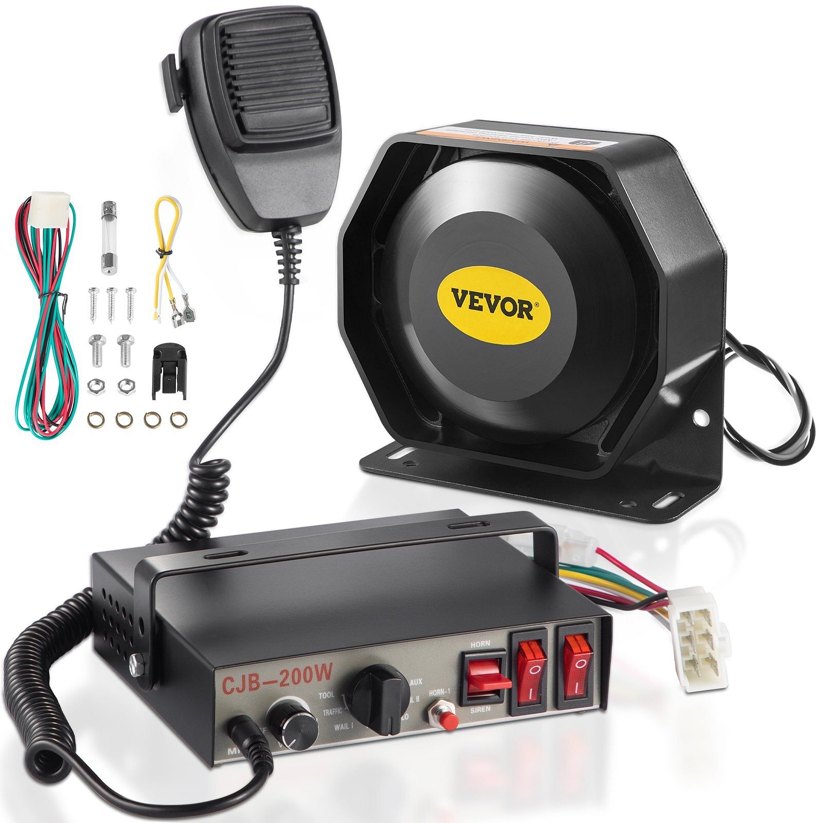 200w 9 sound loud car warning alarm fire horn pa speaker mic system