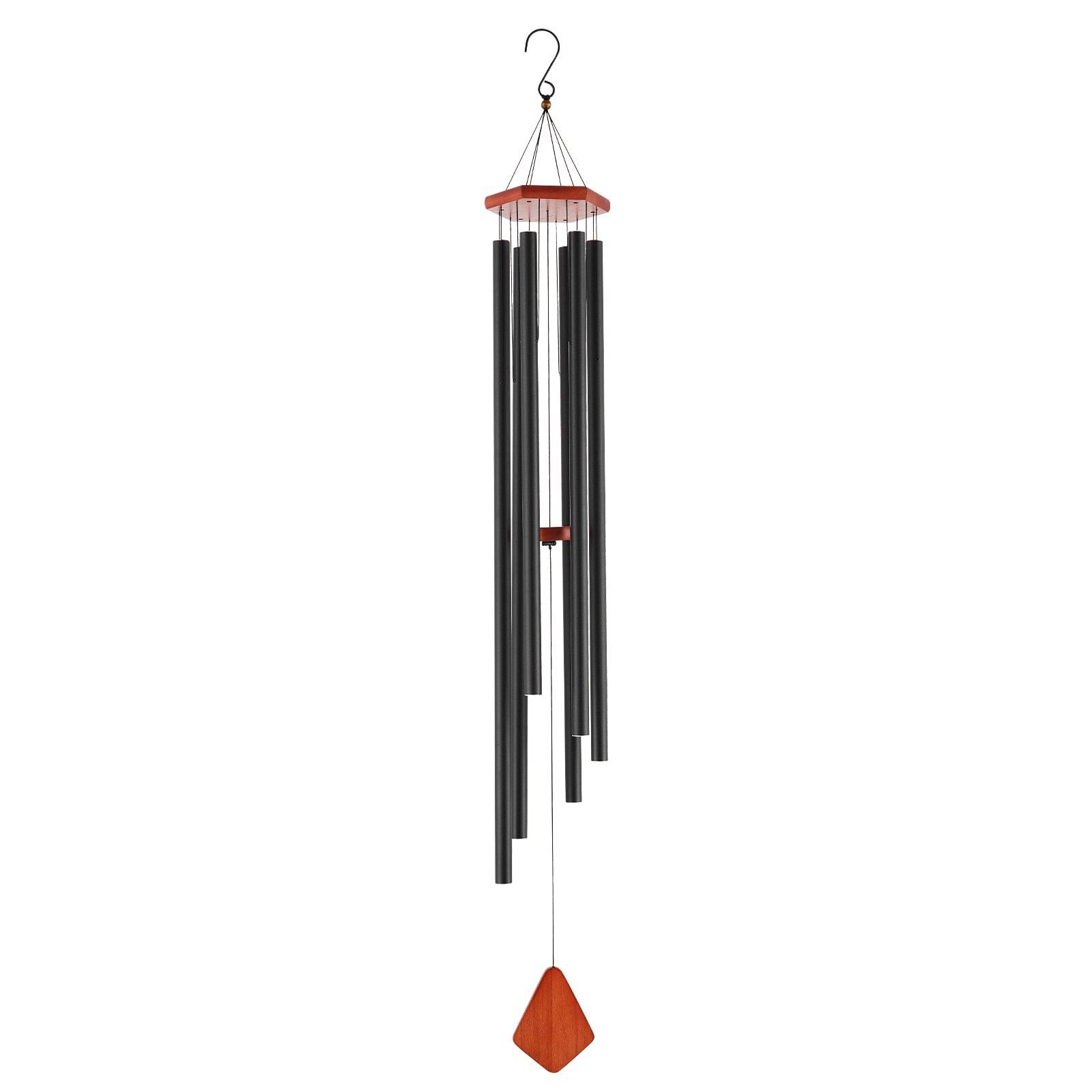 Wind chimes for outside, 60 in, deep tone wind chimes with 6 tubes, unique large memorial wind chimes for anniversary, amazing outdoor decor for your patio, porch, garden and backyard, black