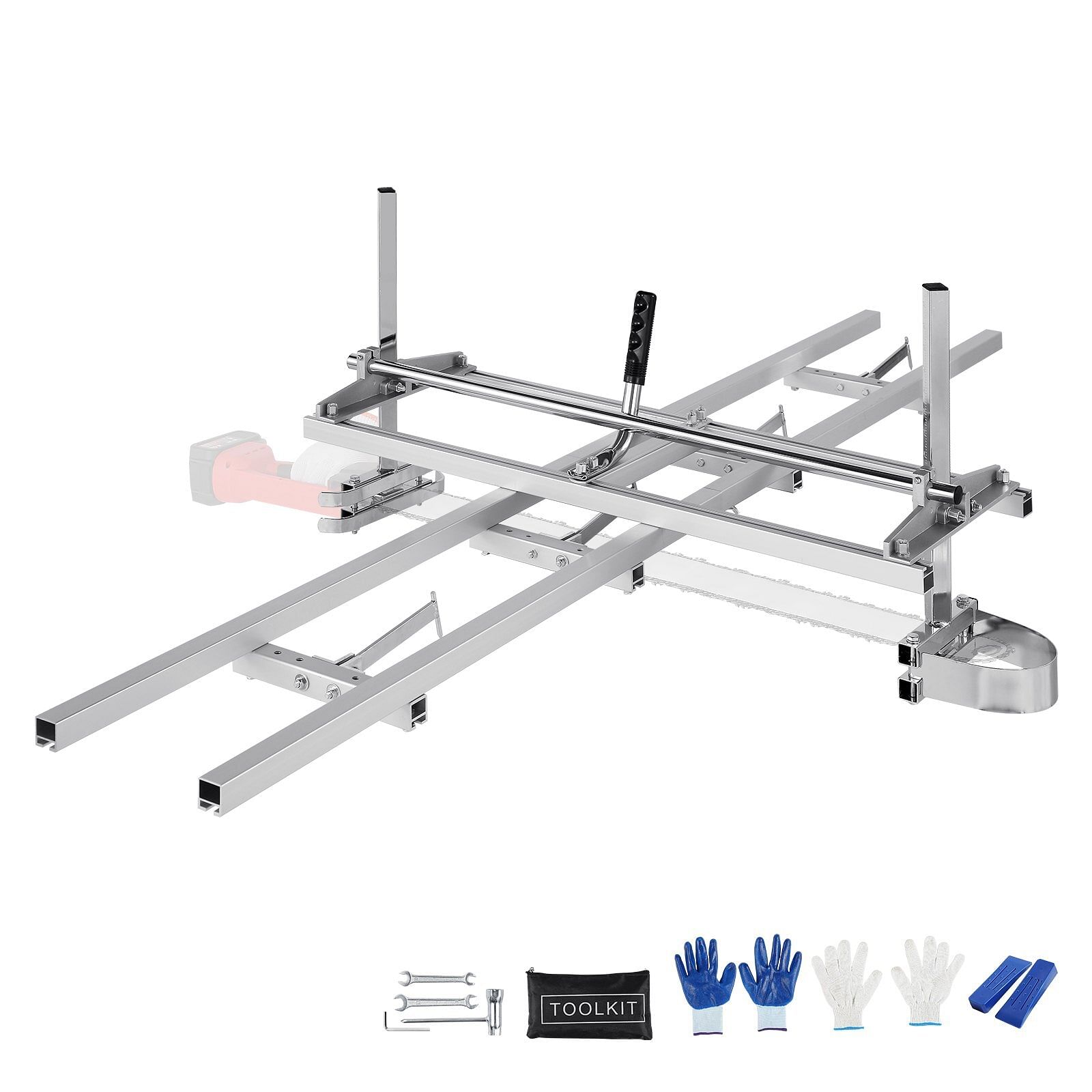 Vevor chainsaw mill and rail mill guide system, portable sawmill 14"-36" guide bar, 9ft aluminum saw milling rail guide with chainsaw planking mill for woodworkers and carpenters