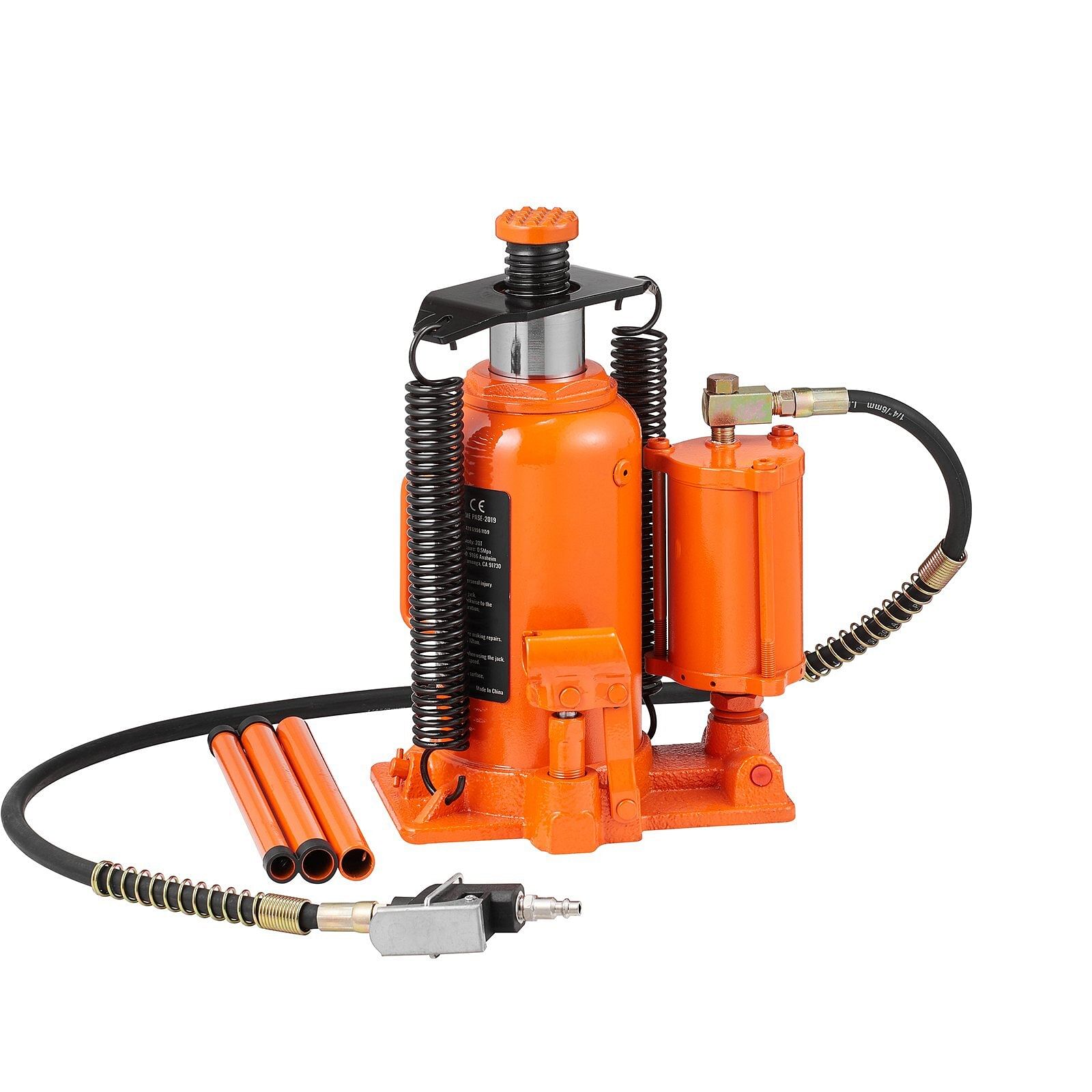 Vevor air hydraulic bottle jack, 20 ton/40000 lbs all welded bottle jack, 10.4-19.7 inch lifting range, manual handle and air pump, for car, pickup, truck, rv, auto repair, industrial engineering