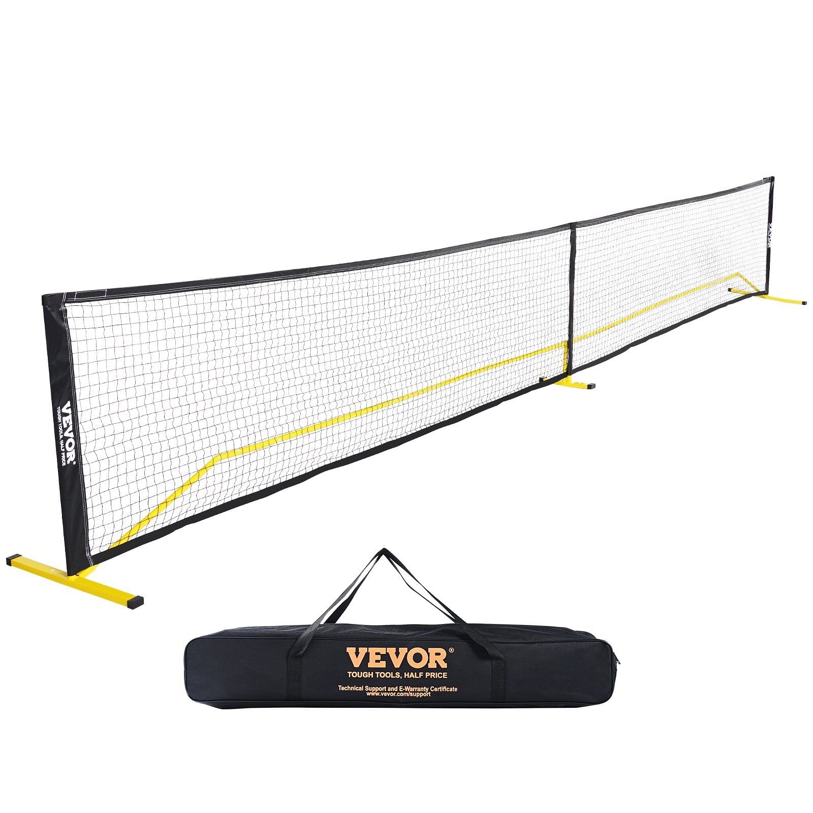 Vevor portable pickleball net system, 22ft regulation size net, weather resistant steady metal frame & strong pe net, outdoor game sports net with carrying bag, easy setup, play in backyard driveway