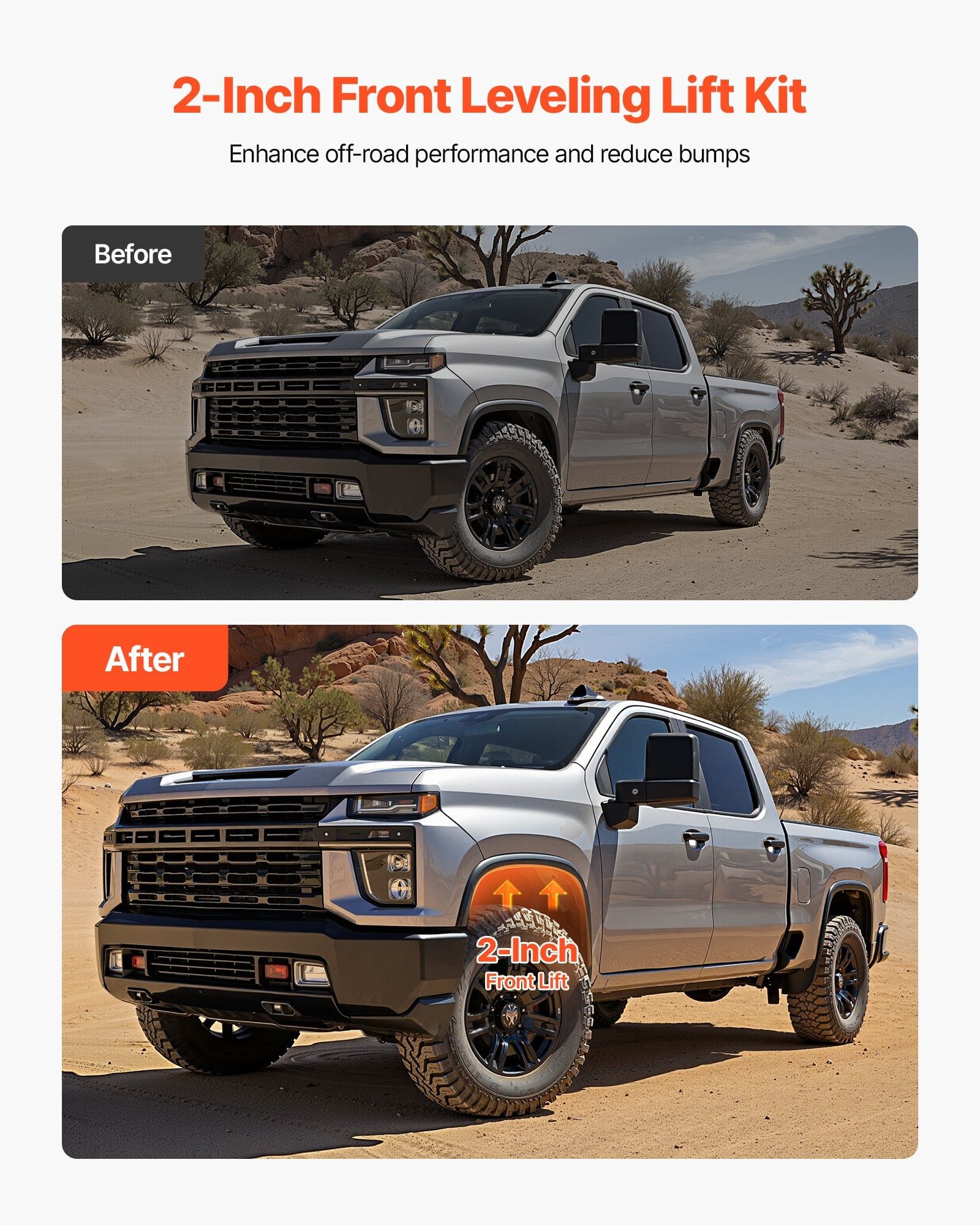 2 inch torsion bar keys for 2020-2024 chevy/gmc 2500/3500hd, front leveling lift kit heavy-duty steel suspension level kit with 4 bushings, chassis leveling kit compatible with chevy and gmc