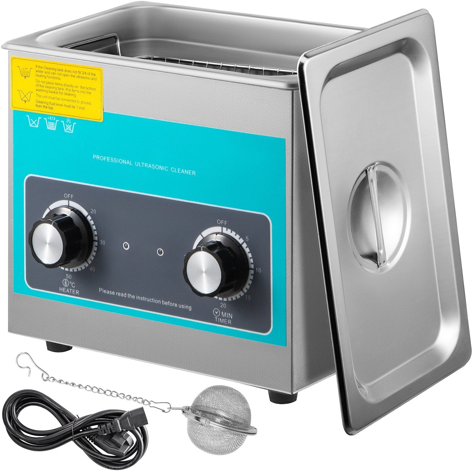 Vevor knob ultrasonic cleaner 3l 40khz ultrasonic cleaning machine knob control sonic cleaner 304 stainless steel ultrasonic cleaner machine with heater & timer for cleaning jewelry eyeglasses watches
