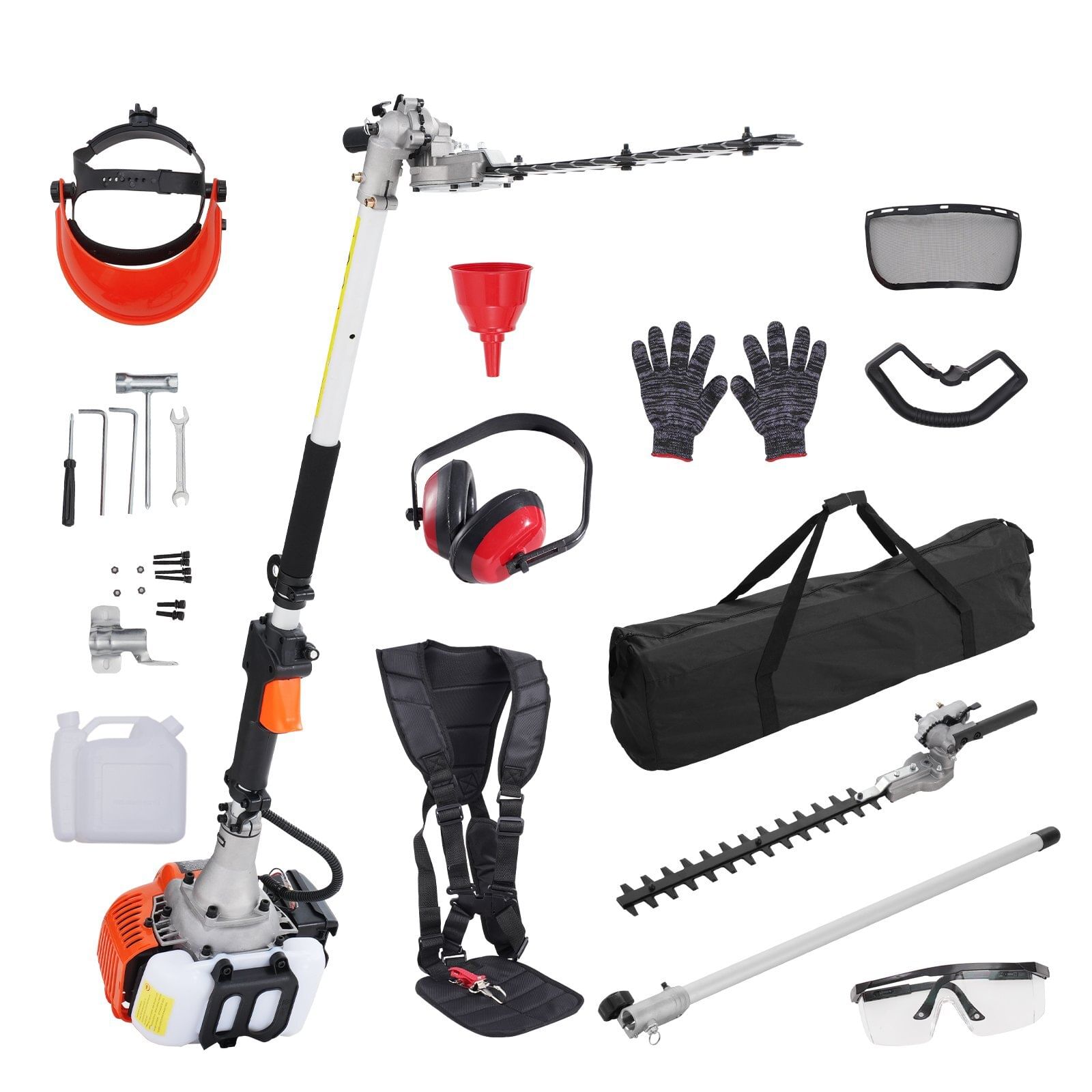 15.7-inch 26cc 2 cycle gas hedge trimmer, gas powered pole hedge trimmer with dual sided dual action blade, 270?&deg; adjustable trimmer head, suitable for trimming shrubs, bushes