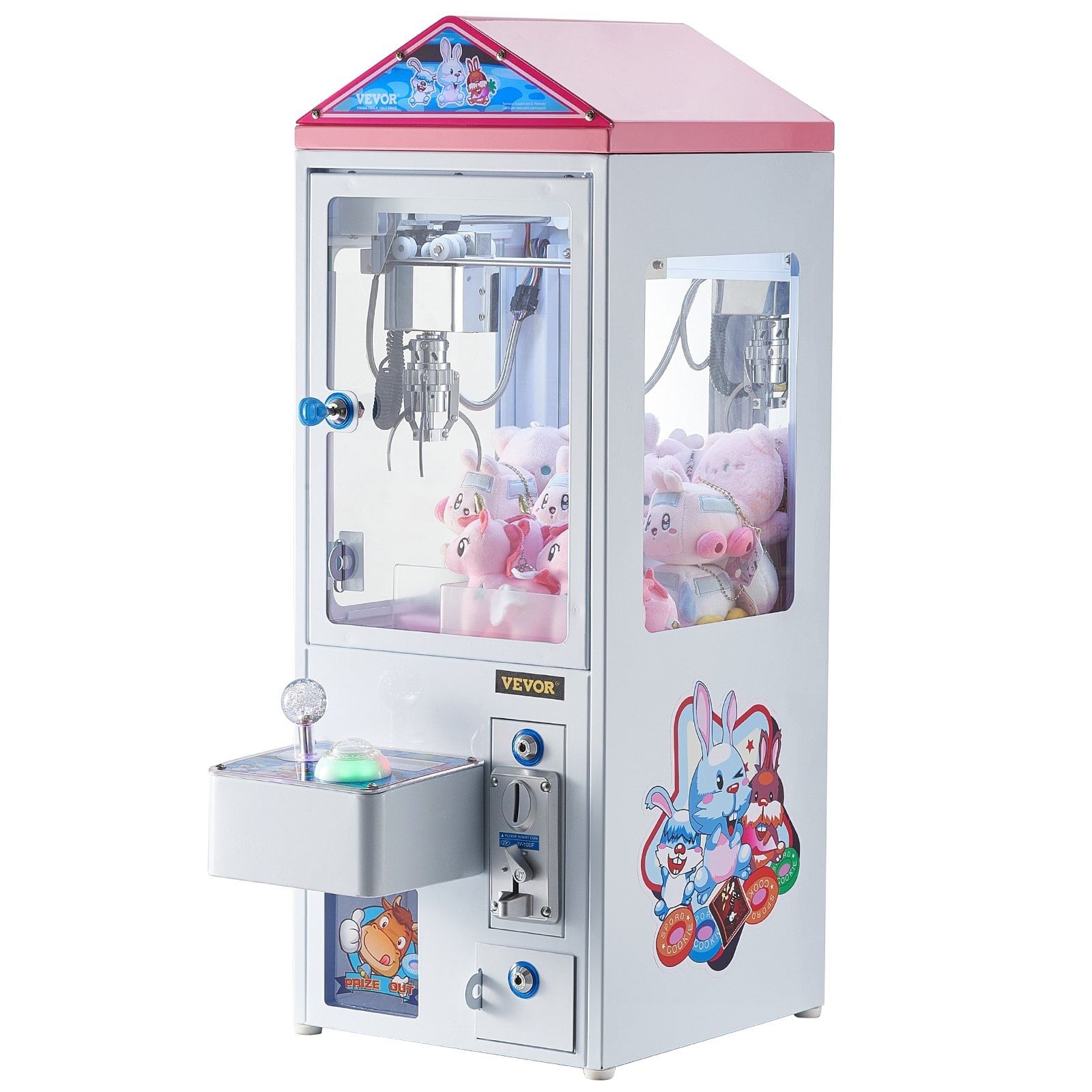 Claw machine, 0-3" jaw diameter 0-5" jaw lifting, crane prize grabber commercial arcade game toys, cool fun grab-and-win machine w/ light and sound, dispenser vending toy for kids,boys &girls