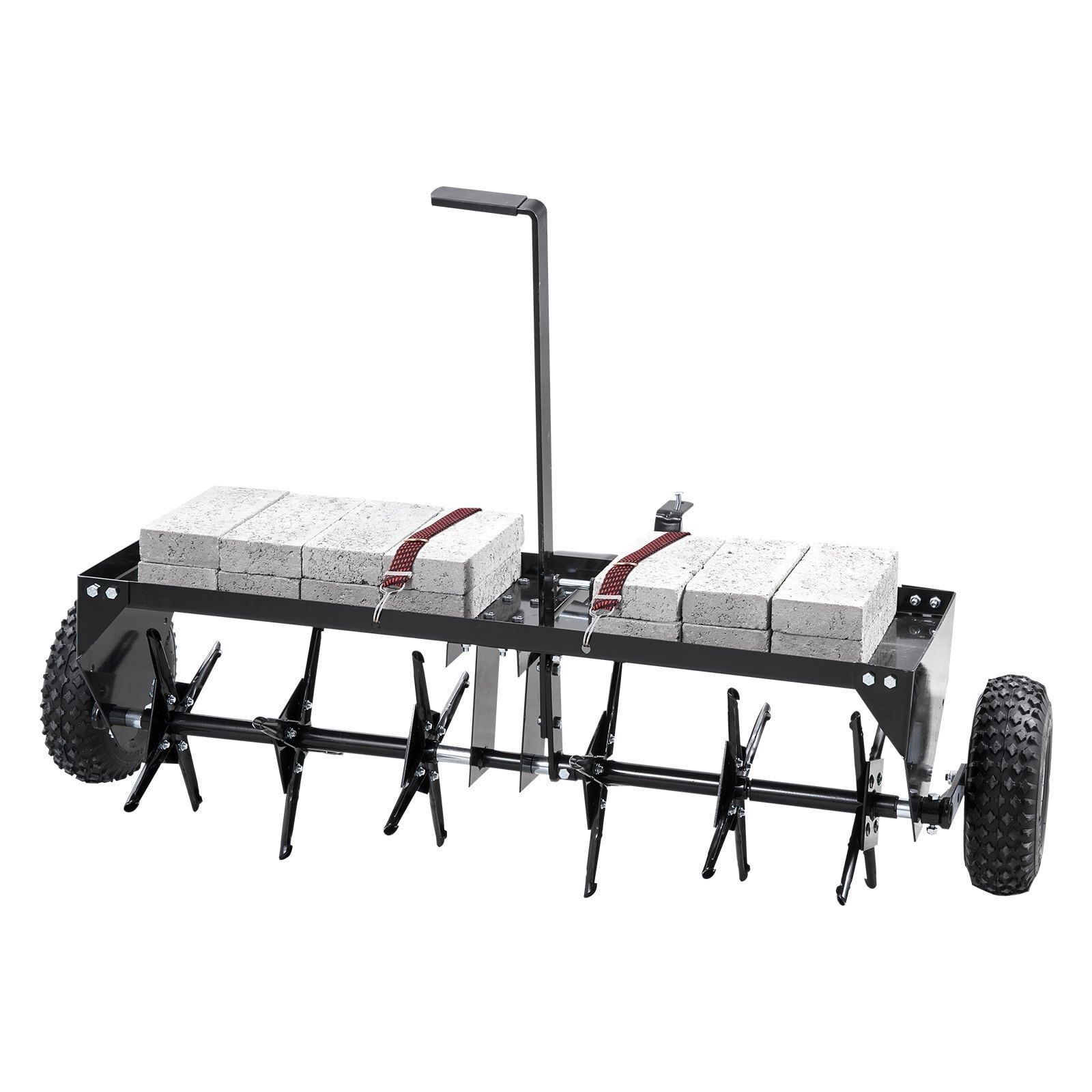 Tow behind plug aerator, 40-inch tow behind lawn plug aerator with universal hitch, pull behind aerator with iron spikes alternately arranged, lawn aerator tow behind for gardens, lawns, farms