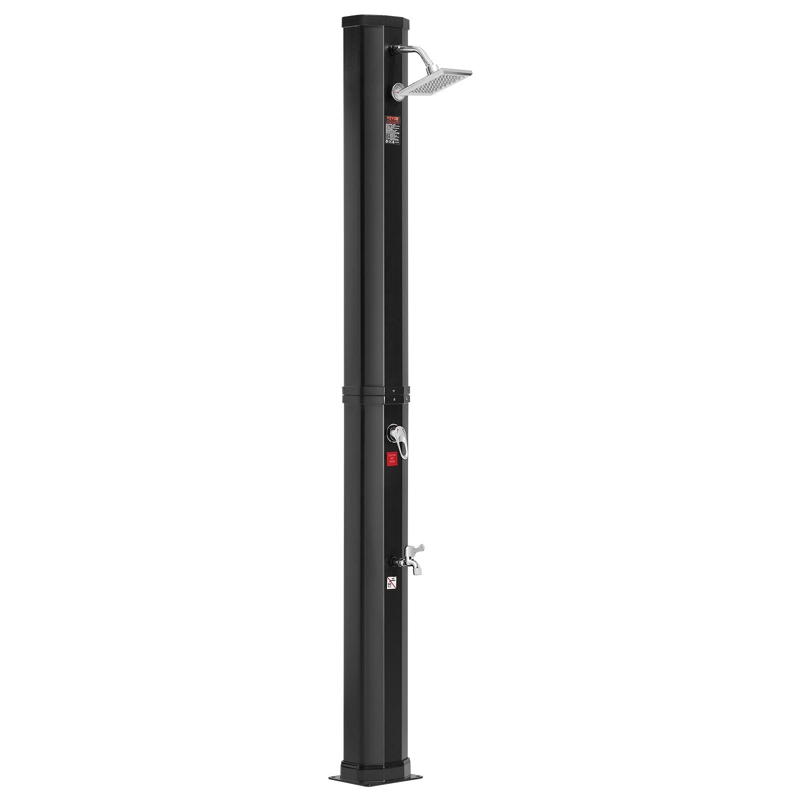 Vevor outdoor solar heated shower, 9.25 gallon poolside shower kit with shower head and foot shower tap, double buckle fast assembly w/ pre-drilled holes for outdoor backyard poolside beach spa