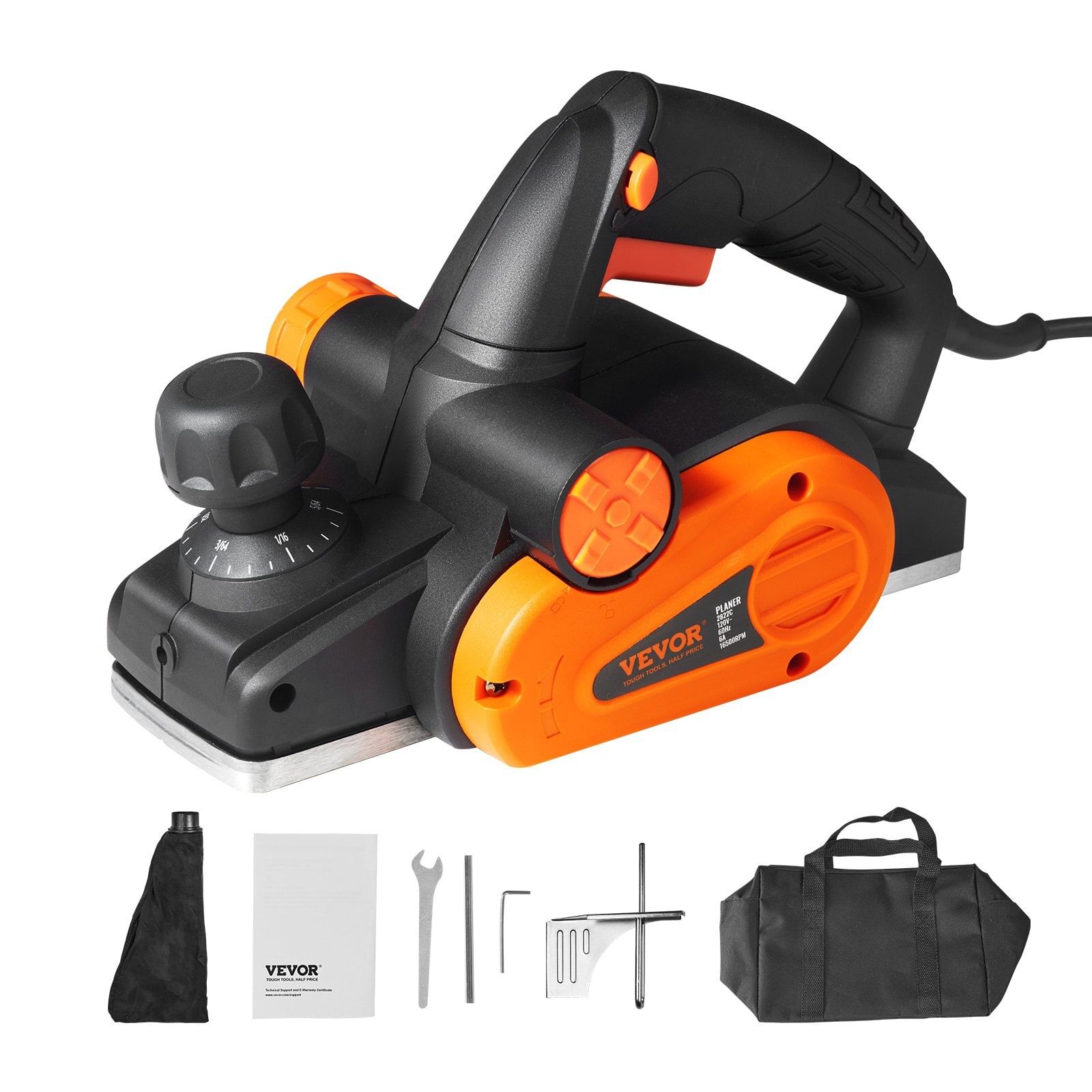 Electric hand planer, 3-1/4" width corded electric hand planer, 16500 rpm high-speed powerful electric handheld planers for woodworking, wood chamfer diy, smooth finish carpentry tool, fcc-sdoc