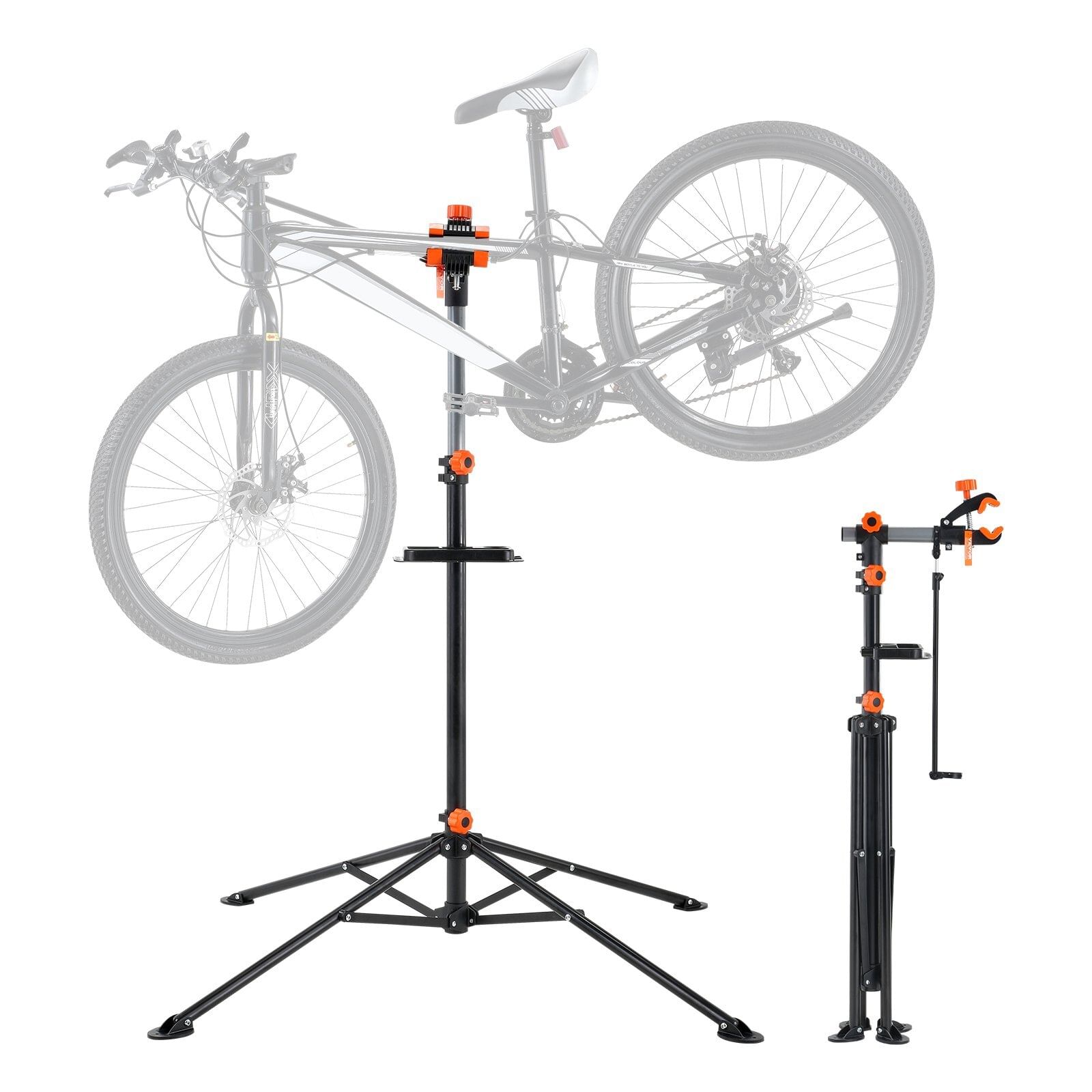 Bike repair stand, 80 lbs heavy-duty steel bicycle repair stand, adjustable height bike maintenance workstand with magnetic tool tray telescopic arm, foldable bike work stand for home, shops