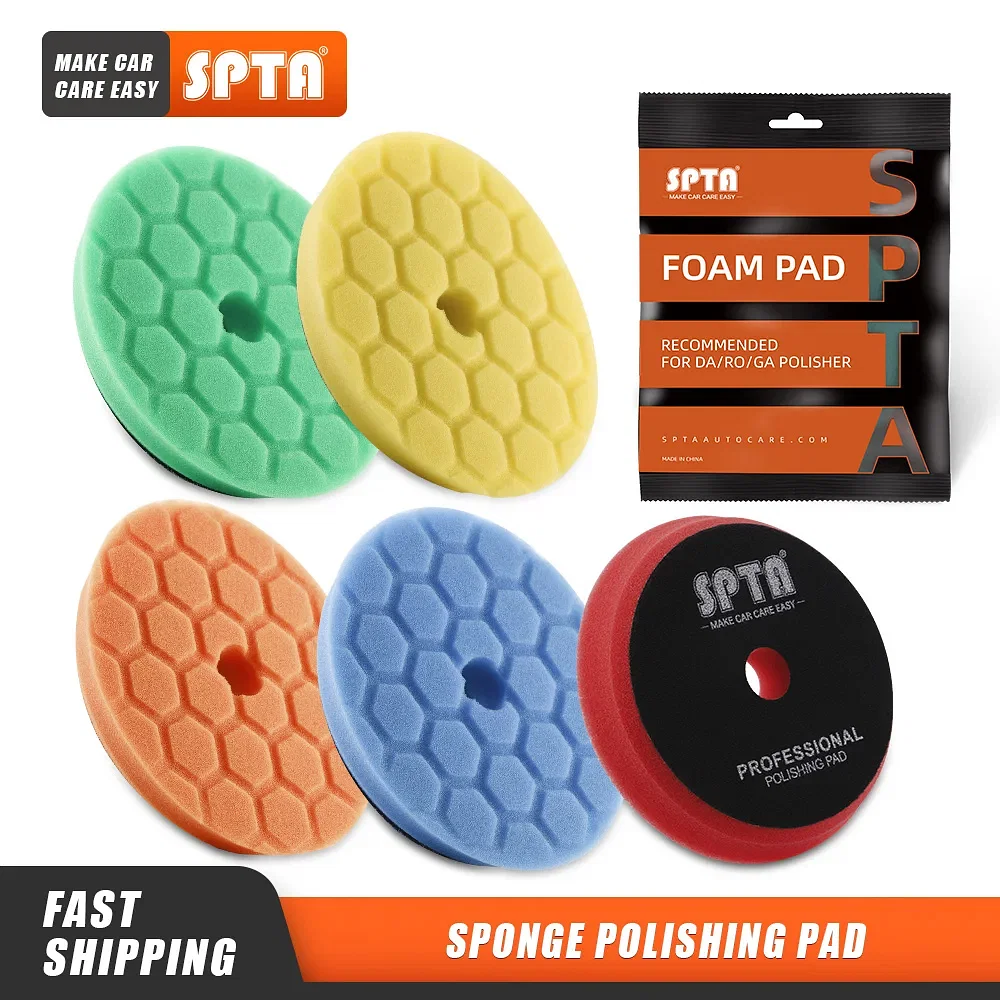 Color: white, material: sponge, ships from: cn - (bulk sales) spta 3"(80mm)/5"(125mm)/6"(150mm) hex-logic car sponge polishing buffing pads for da/ro/ga auto buffer polisher