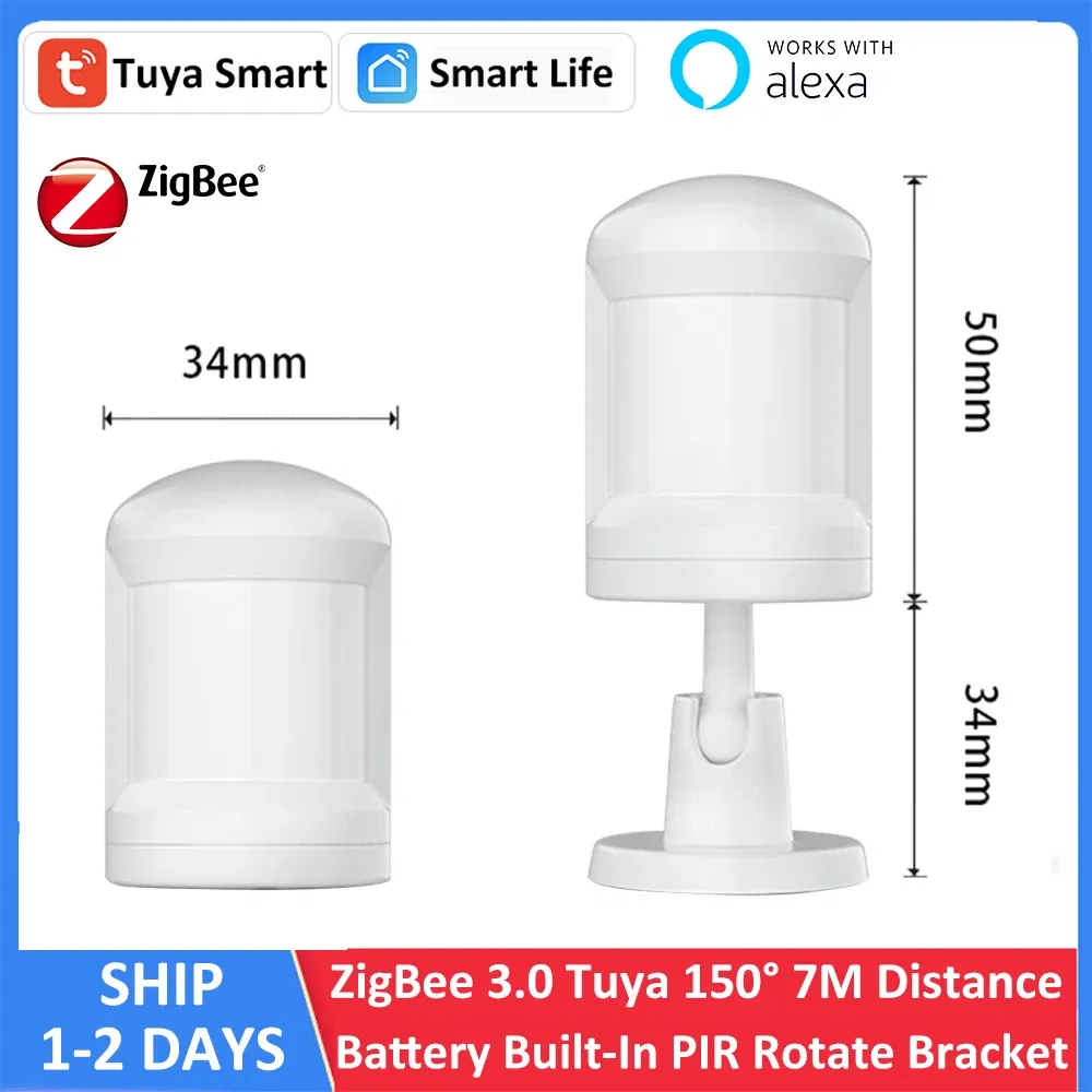Color: white - tuya smart zigbee 3.0 battery alexa pir motion sensor detector 5-7m 150?&deg; works with zigbee ble5.0 bluetooth mesh gateway hub