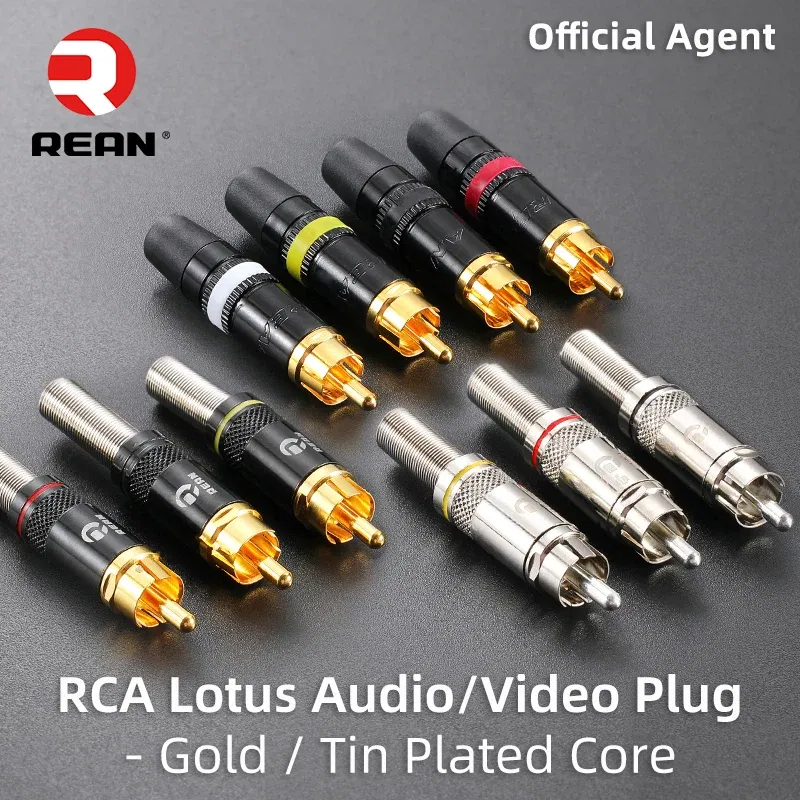 Color: red - original neutrik's rean gold-plated phono rca connector audio video lotus plug nys373 cable connector nys366 with spring tail