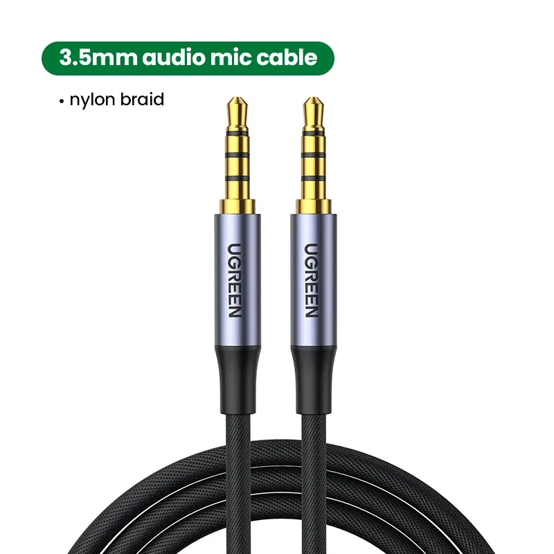 Color: black, length: 2m, ships from: china - ugreen 3.5mm aux cable 4 pole trrs 4-conductor auxiliary male to male stereo jack hifi support microphone function audio cable