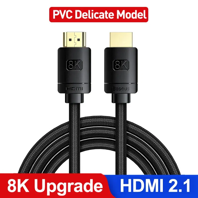 Color: gray - baseus 8k hdmi-compatible cable for xiaomi mi box 8k/60hz 4k/120hz 48gbps digital cable for ps5 ps4 laptop tv monitor projectors