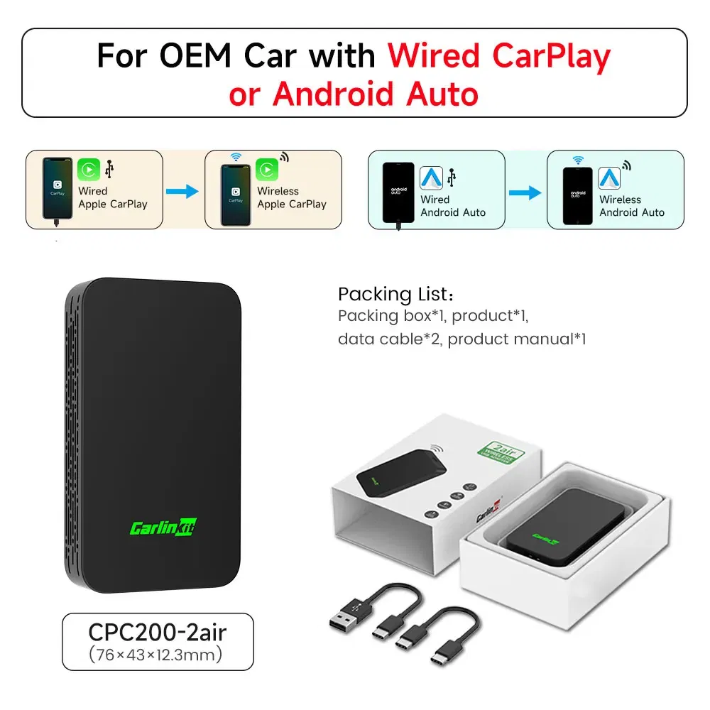 Color: white, size: 13mm, ships from: china - carlinkit 5.0 4.0 3.0 carplay wireless adapter plug &play android auto dongle for toyota mazda nissan citroen audi benz kia ford