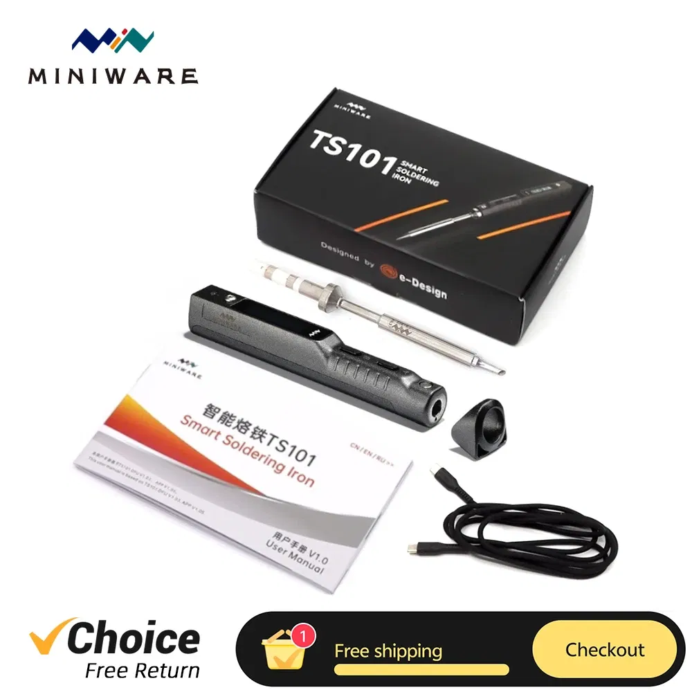 Color: dark blue - original ts101 soldering iron portable adjustable temperature digital solder station tip ts-bc2 pd3.1 90w ts100 upgrade