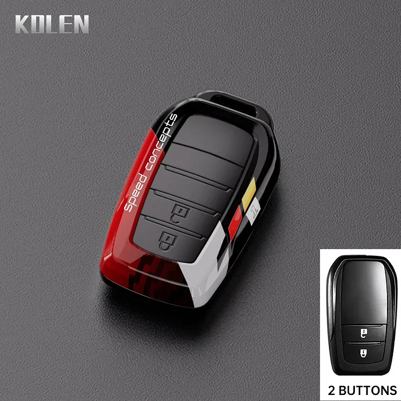 Color name: black - abs carbon fiber car key case cover for toyota corolla land cruiser prado crown yaris sienna alphard cross hilux fortuner camry