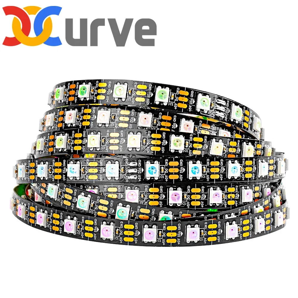 Emitting color: emitting color3, color: chocolate - 1m/2m/5m ws2812b eco 30/60/100/144 pixels/leds/m tv rgb led strip light ws2812 ic individually addressable black/white pcb dc5v
