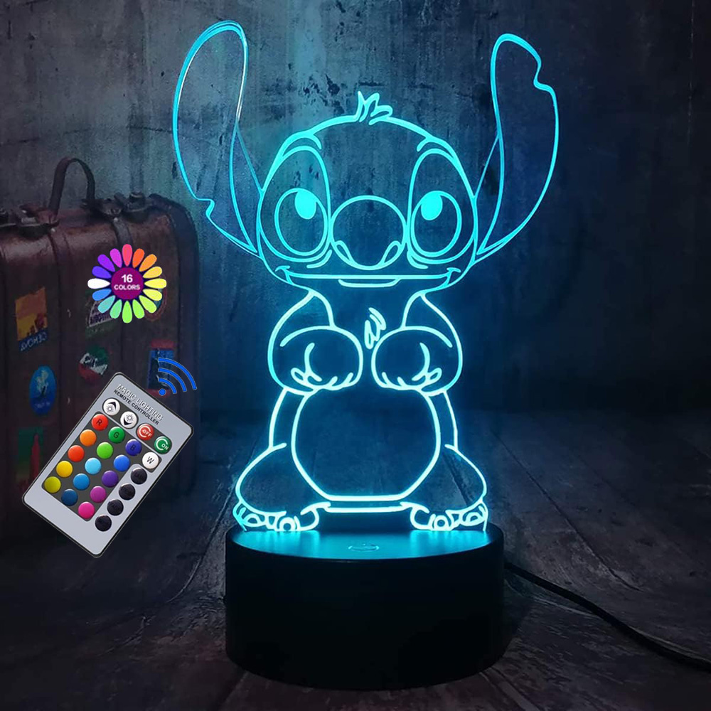 Color: multi, emitting color: blue, plug type: usb plug - 3d illusion stitch night light with remote control and smart touch room decor lamp birthday valentine's day christmas gifts