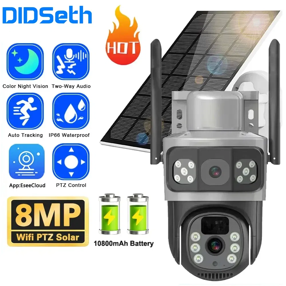 Color: black - didseth 4g ptz ip solar camera 4g sim card cctv wireless wifi solar outdoor waterproof 360 ip camera pan tilt eseecould app