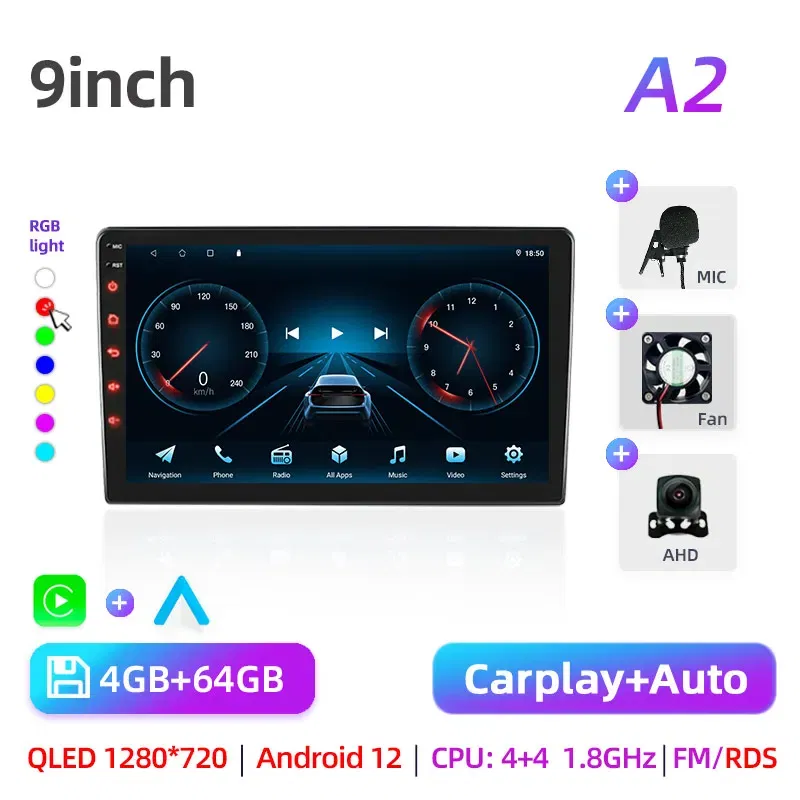 Color: blue, ships from: china - car radio with gps multimedia player with android 12 7/9/10''2 din universal stereo carplay auto for volkswagen, nissan, hyundai