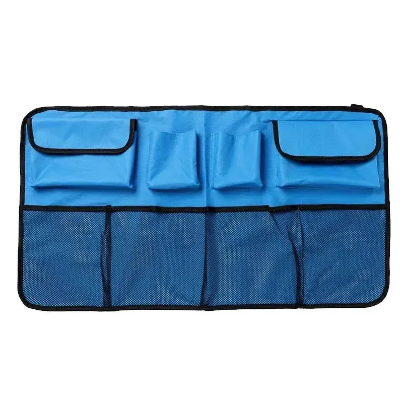 Color: blue - universal car trunk organizer adjustable backseat storage bag net high capacity multi-use oxford automobile seat back organizers