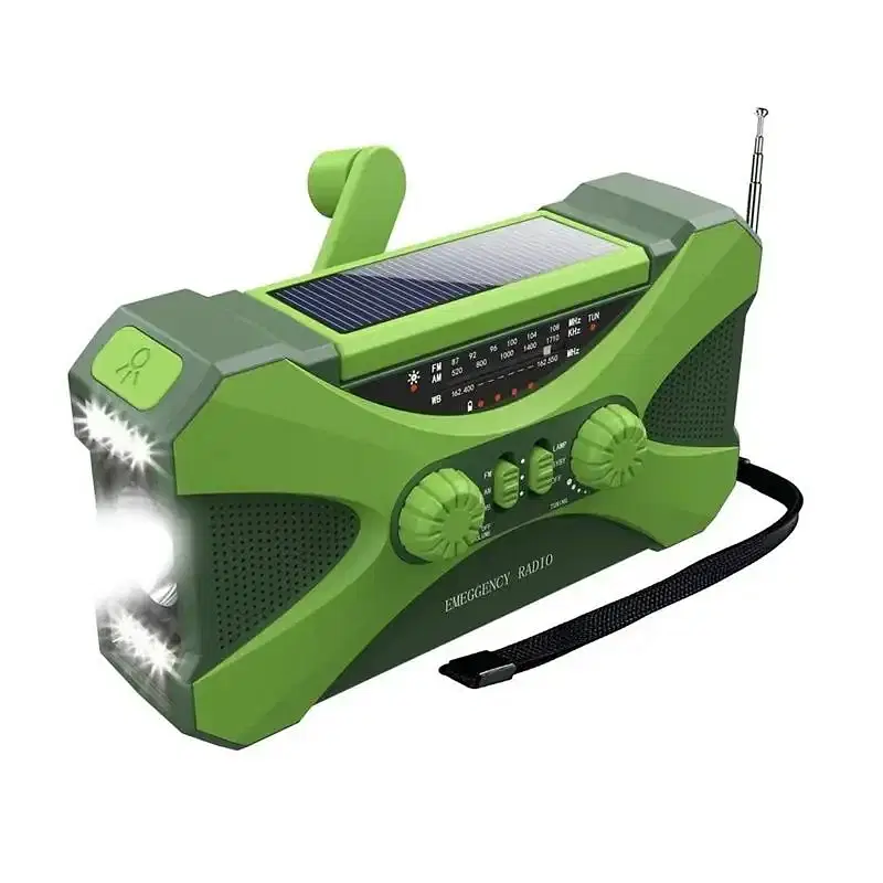Color: black, ships from: china - new! 10000mah emergency radio portable am fm wb noaa solar hand crank radios weather radio led flashlight sos alarm power bank .