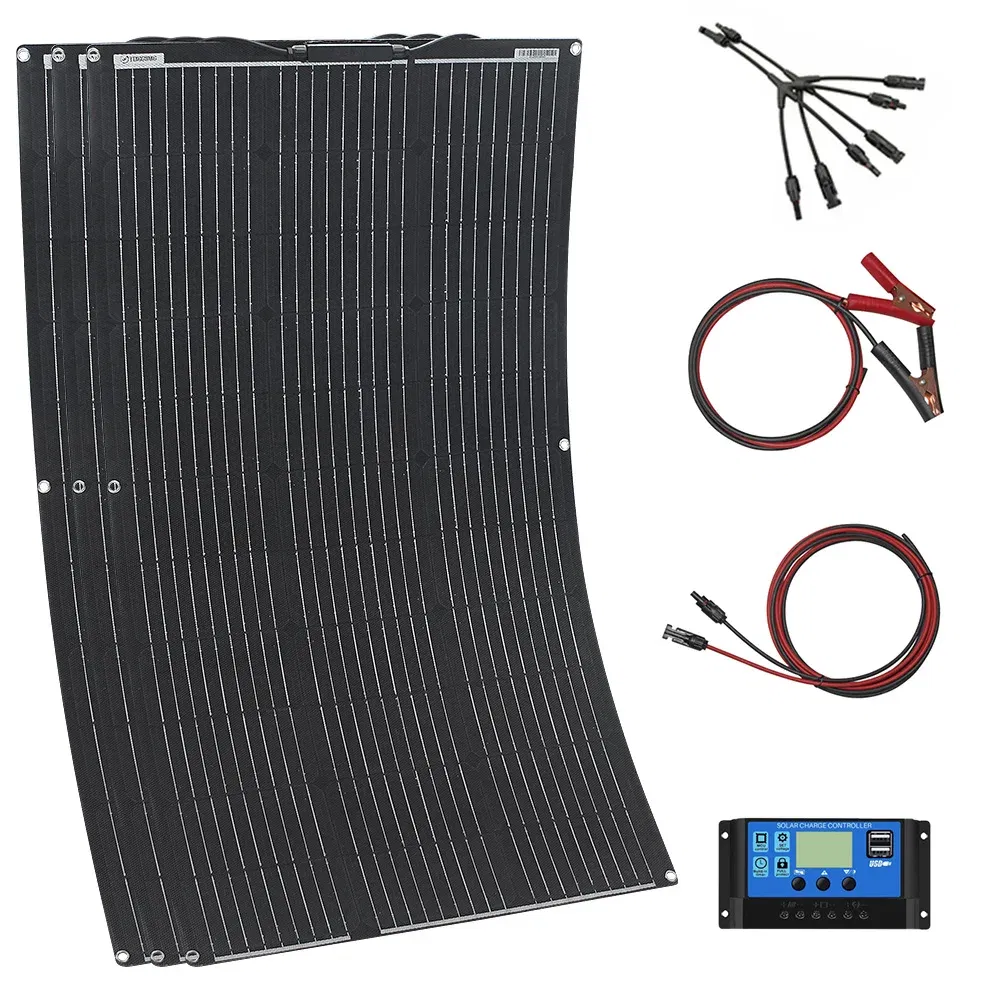 Color: other, ships from: china - top solar panel kit and 300w 200w 100w flexible solar panels 12v 24v high efficiency battery charger module