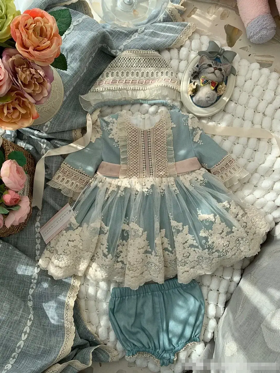 Color: beige, kid size: 4 - baby girl lolita princess ball gown spanish vintage autumn winter cute kids dresses baby children dresses