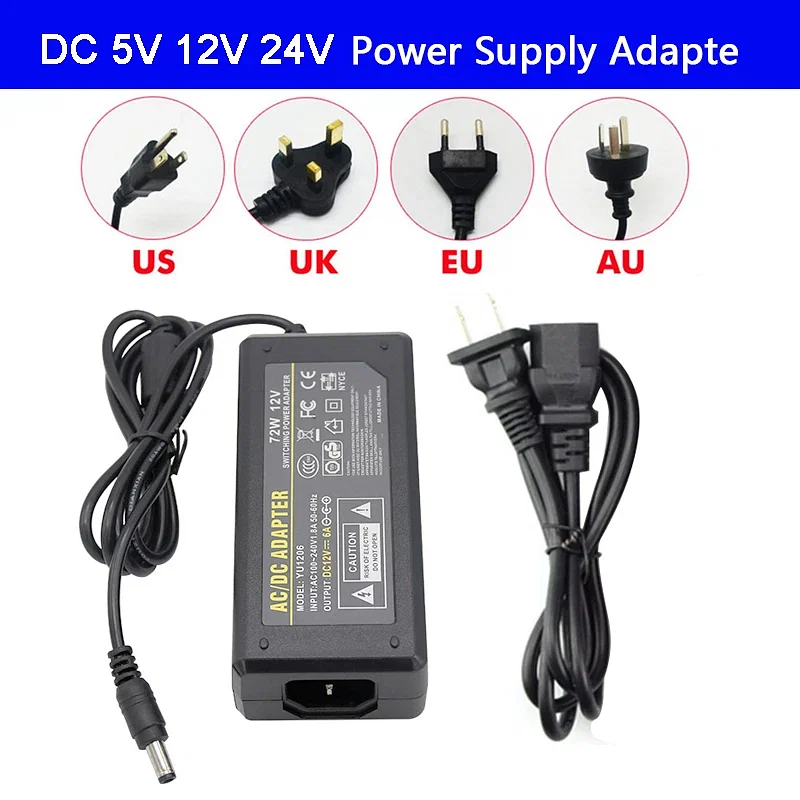 Color: blue, voltage: 12v, wattage: 3w - led adapter power supply dc5v / dc12v dc24v 1a 2a 3a 5a 7a 8a 10a for led strip lamp lighting led power driver plug