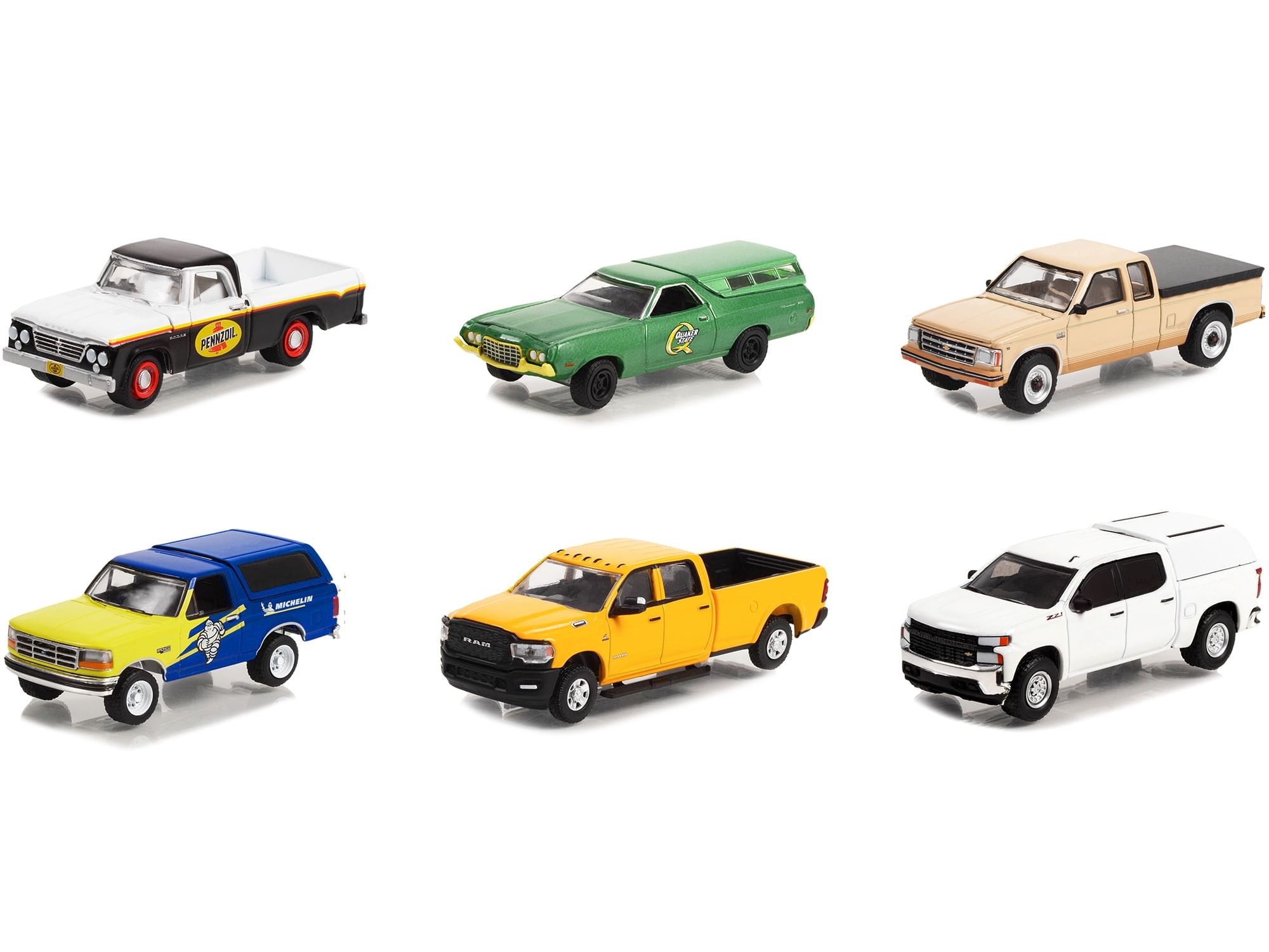 "blue collar collection" set of 6 pieces series 11 1/64 diecast model cars by greenlight