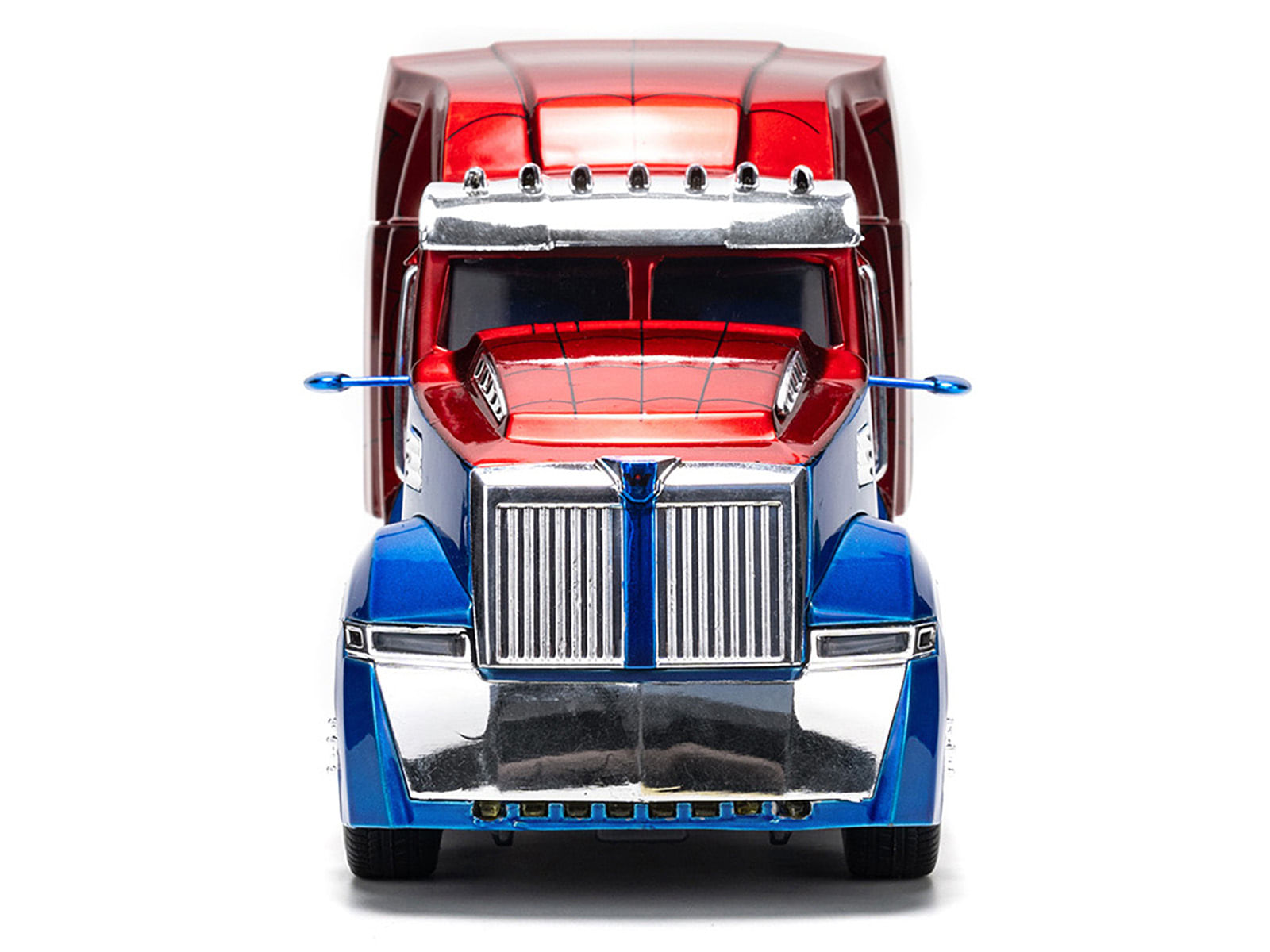 Western star 57x truck tractor "spider-man" blue and red metallic "hollywood rides" series 1/24 diecast model by jada