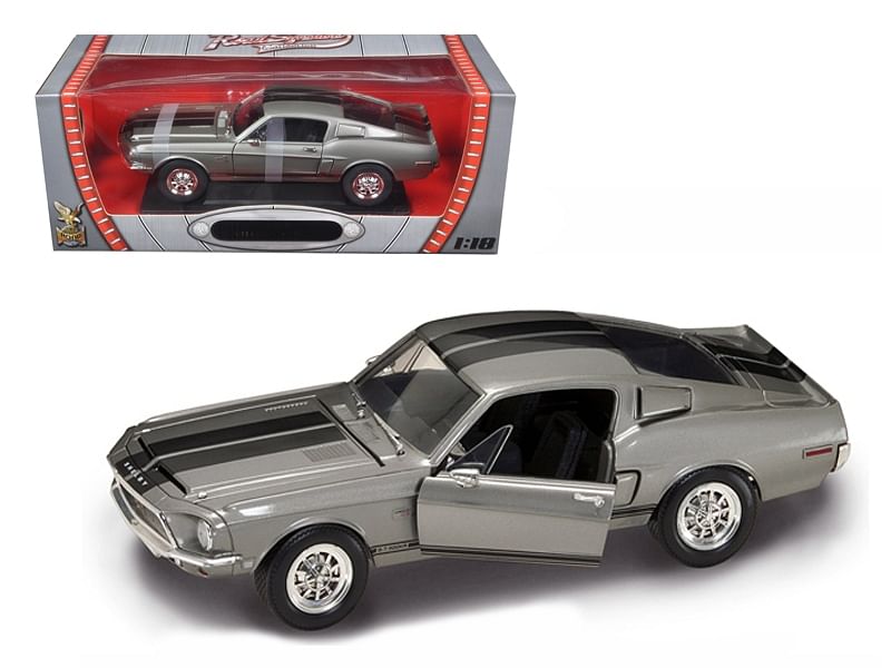 1968 shelby gt 500kr silver 1/18 diecast model car by road signature