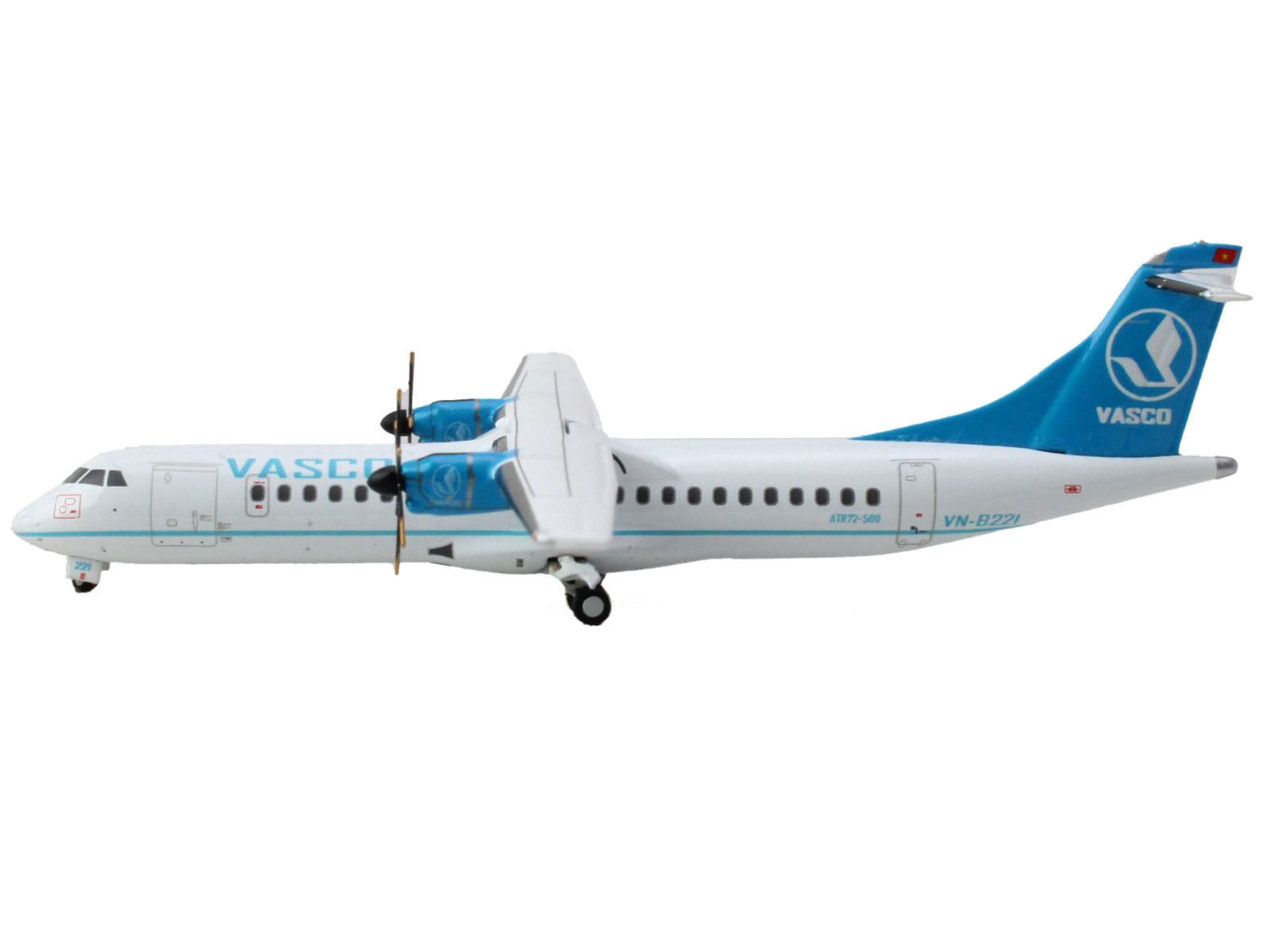 Atr 72-500 commercial aircraft "vasco (vietnam air services company)" (vn-b221) white with blue tail 1/400 diecast model airplane by geminijets