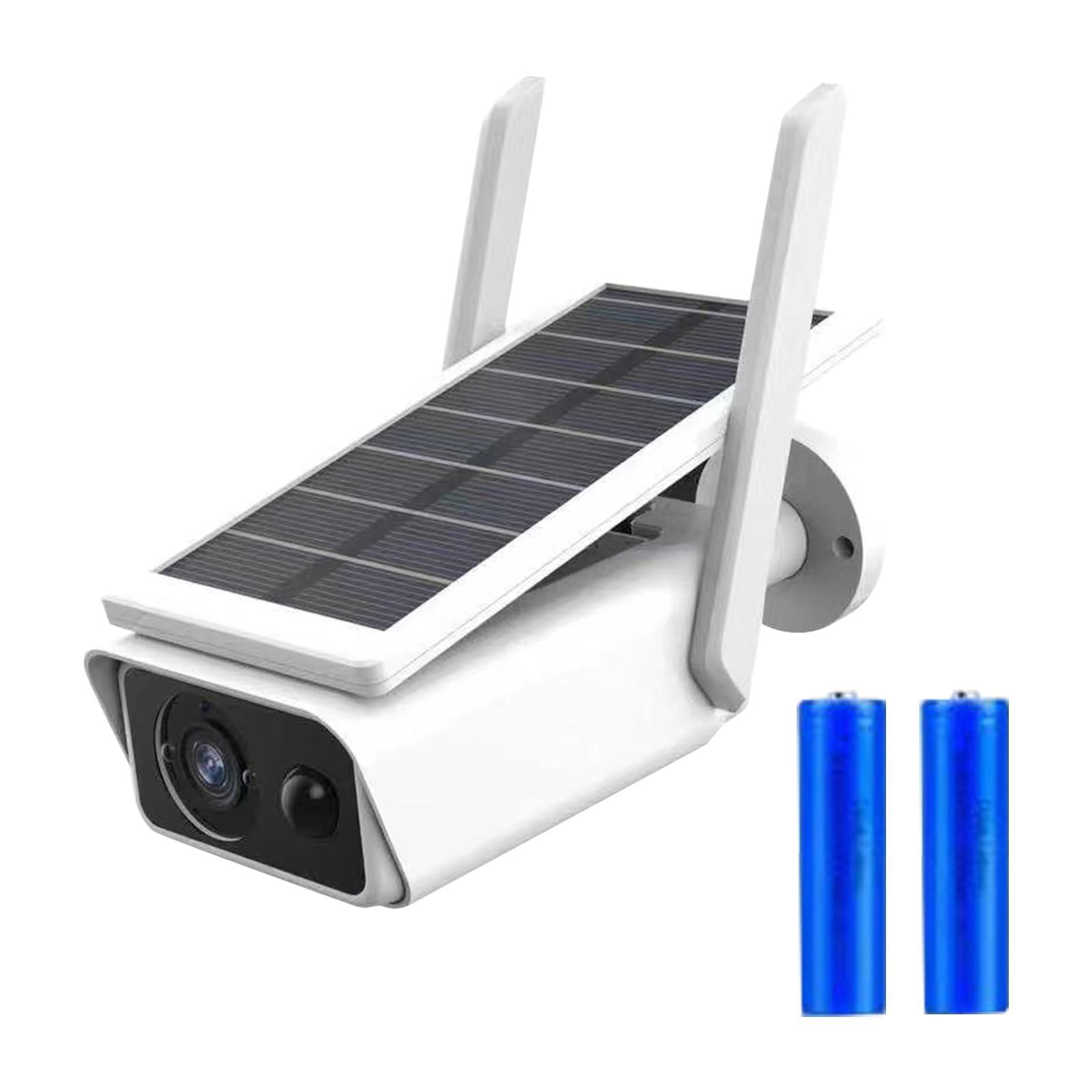 Solar camera wireless outdoor wifi 8w solar battery powered 3mp security camera with solar panel for home office school with 2 batteries