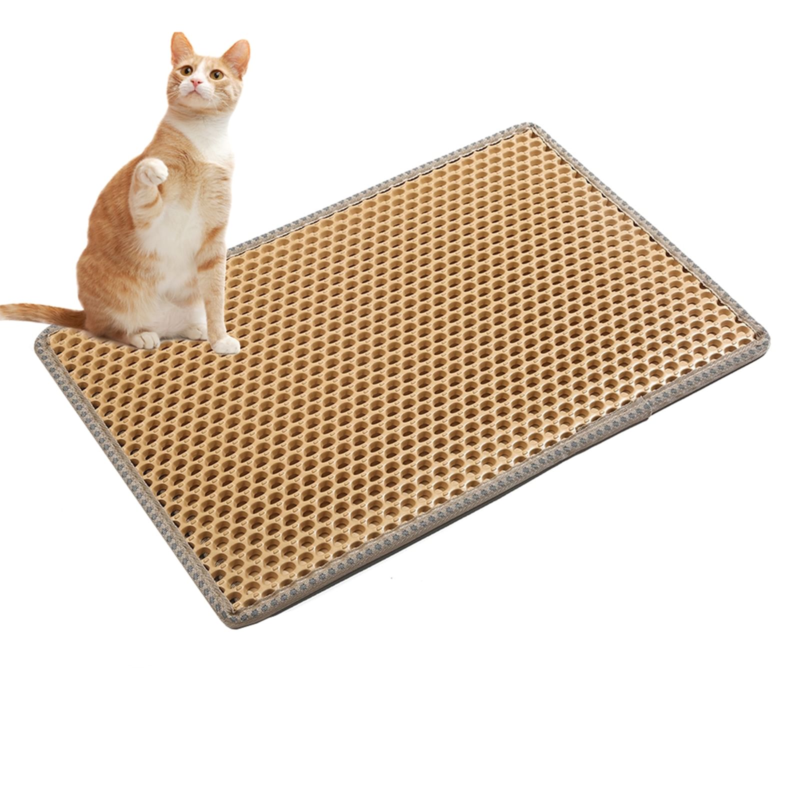 Us double layers cat litter mat urine proof kitty litter trapping mat training pee pads cat litter mat