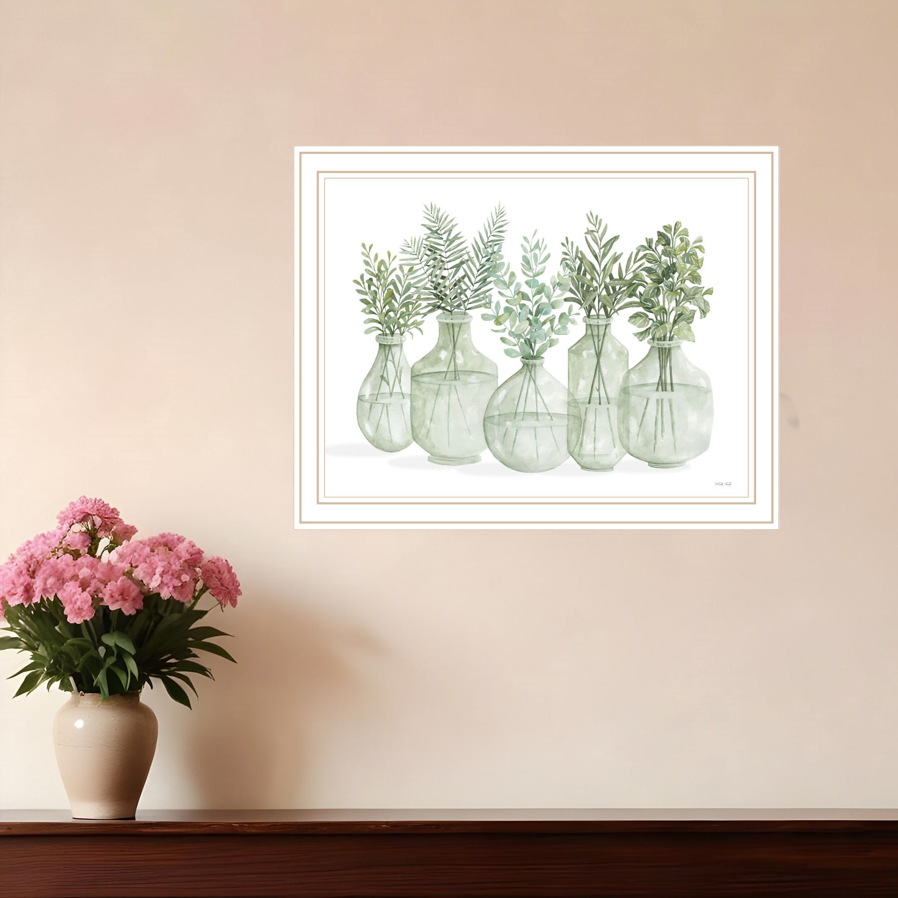 Simply sage white framed print wall art