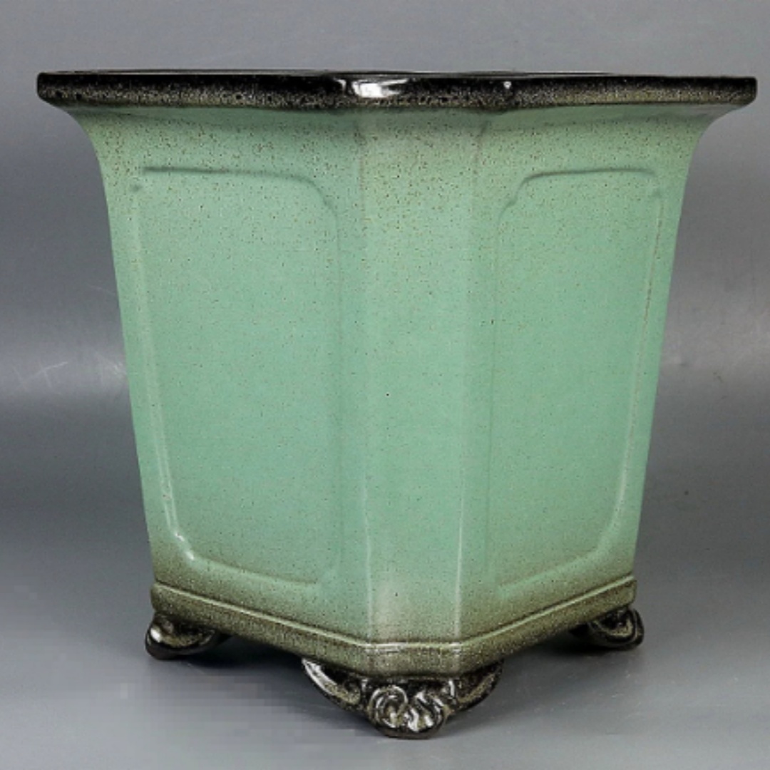 Purple clay glazed bonsai pot