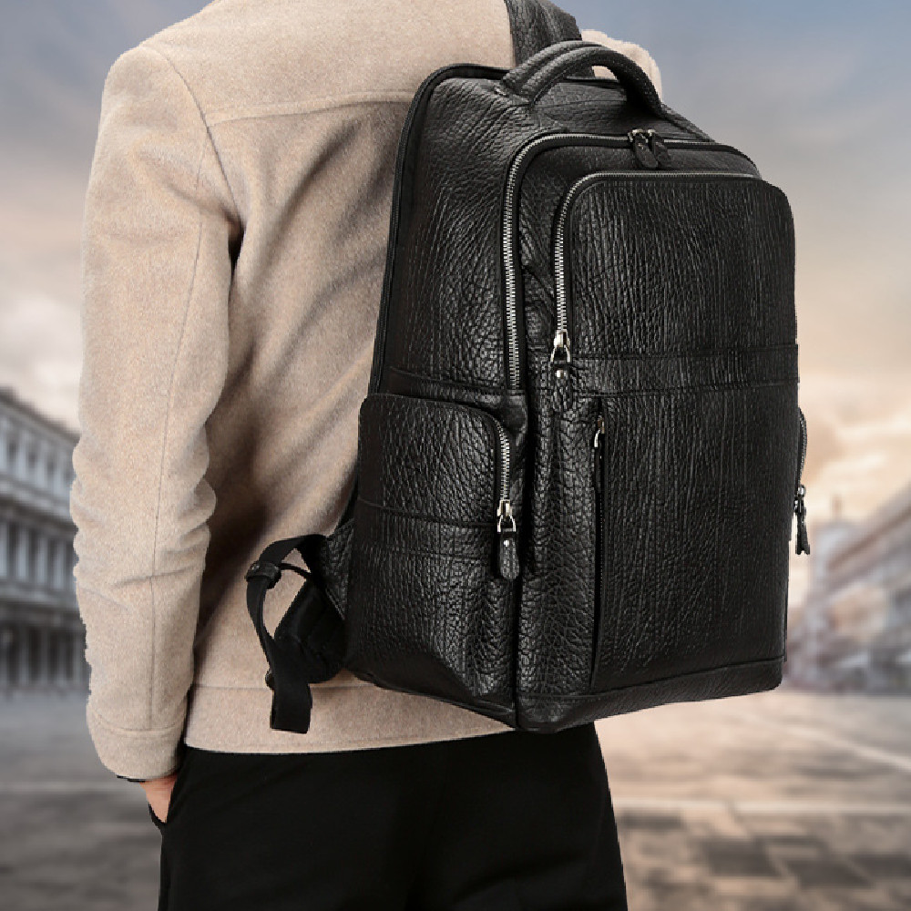 Men's first layer cowhide 156-inch computer backpack