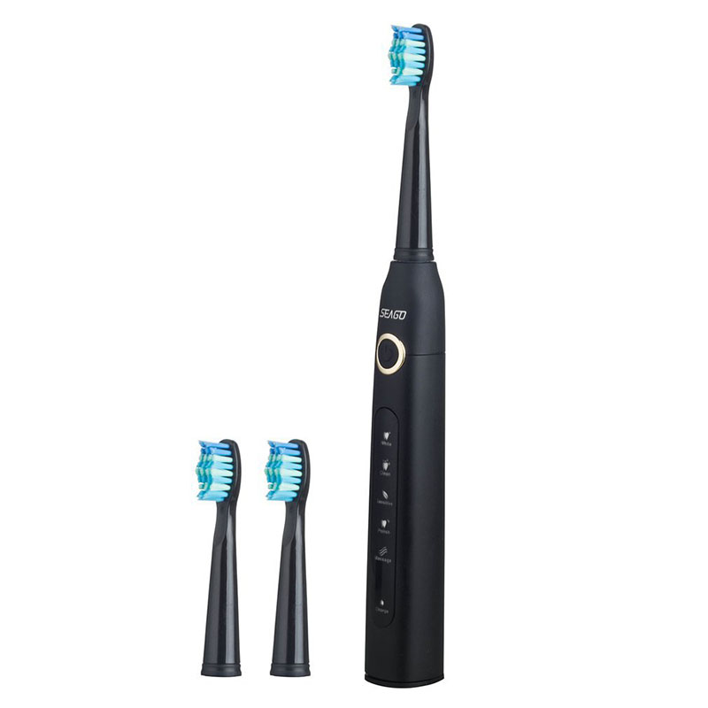 Color: black - seago sg-507 sonic adult electric toothbrush