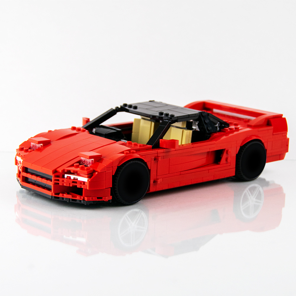 Red car building blocks model assembly plastic building blocks
