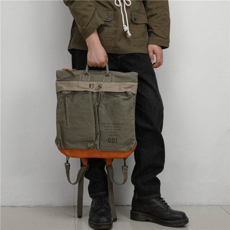 American retro motorcycle bag backpack washed distressed canvas bag men's outdoor mountaineering camping