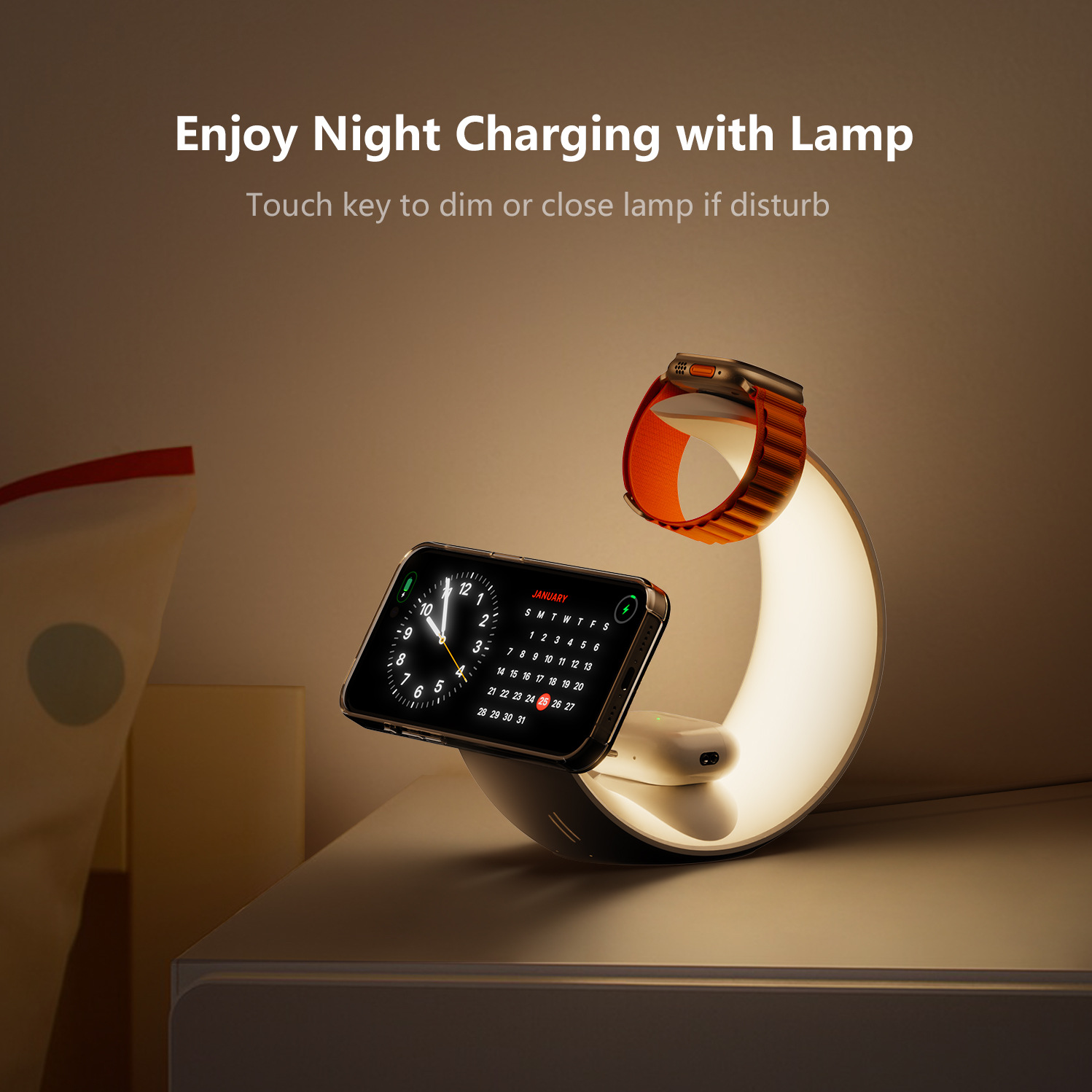Small moon wireless charger atmosphere wake-up light