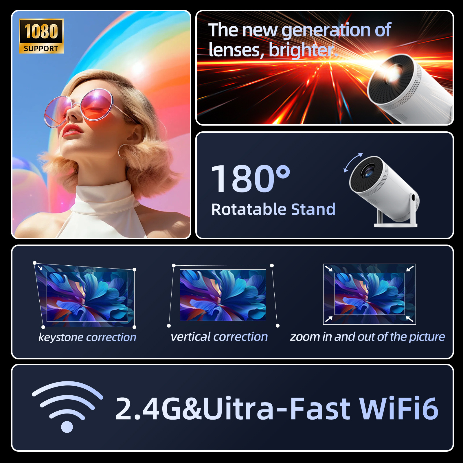 Factory direct supply projector home hd highlight portable projector support mobile power supply